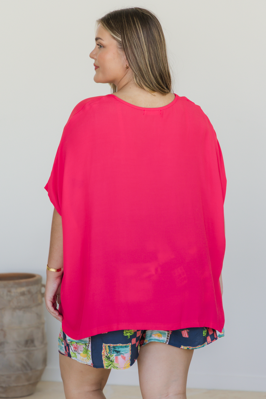 Brodie Drape Top Hot Pink