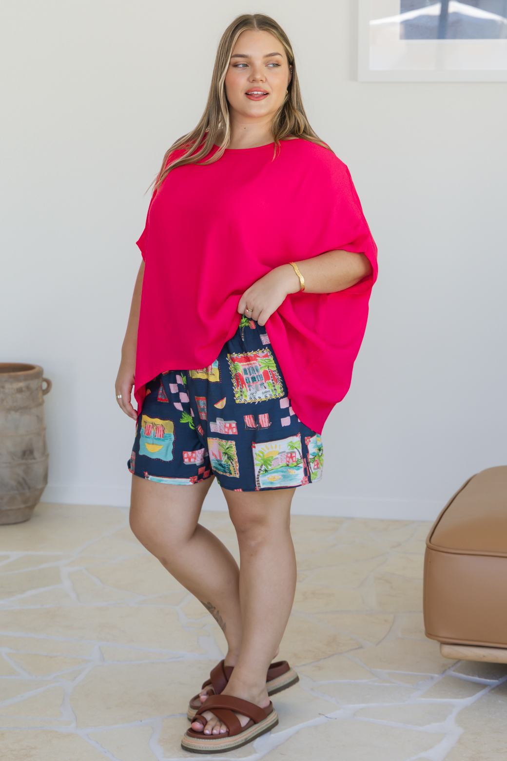 Brodie Drape Top Hot Pink