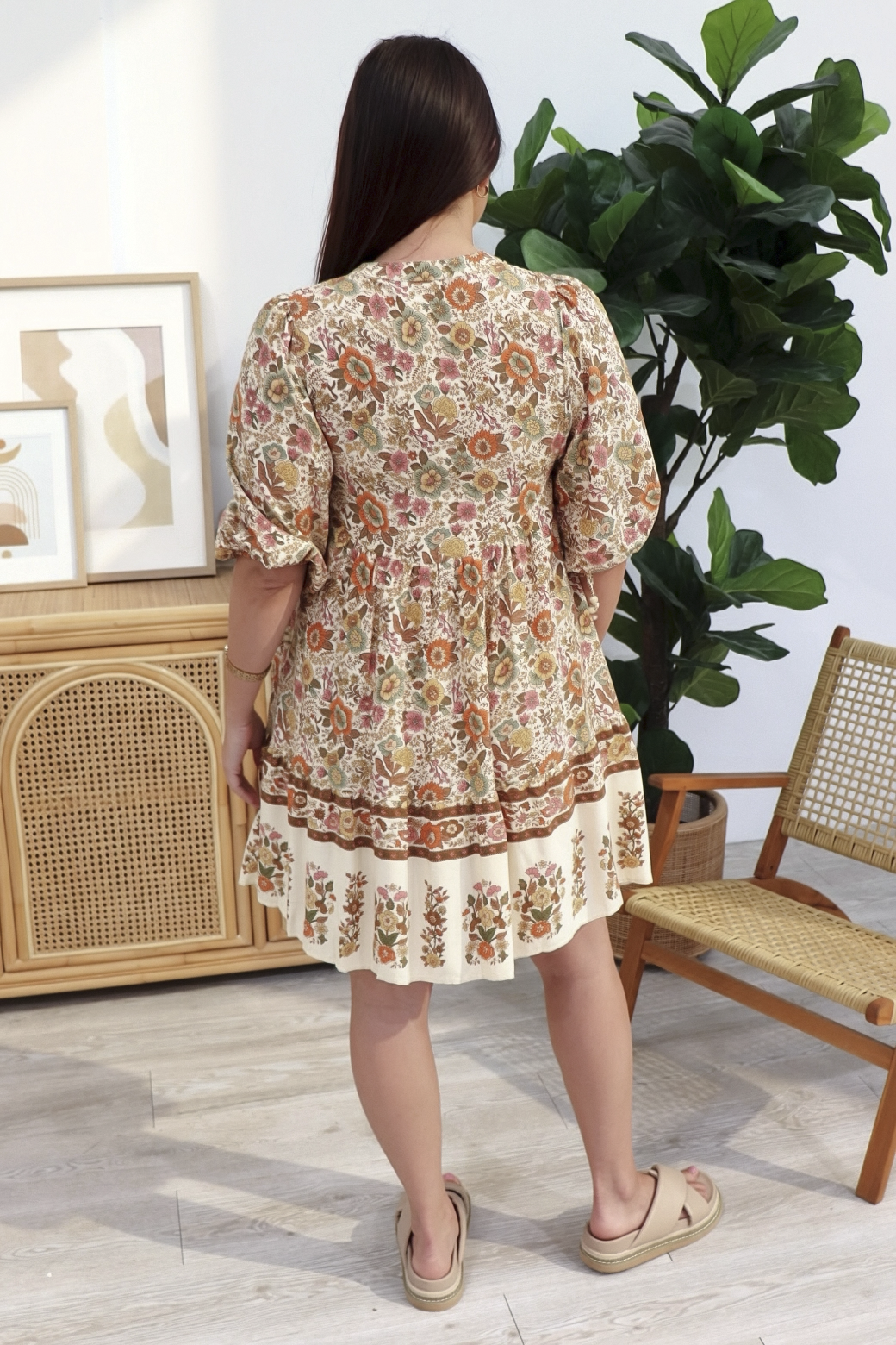 Taylah Dress Byron Print Natural