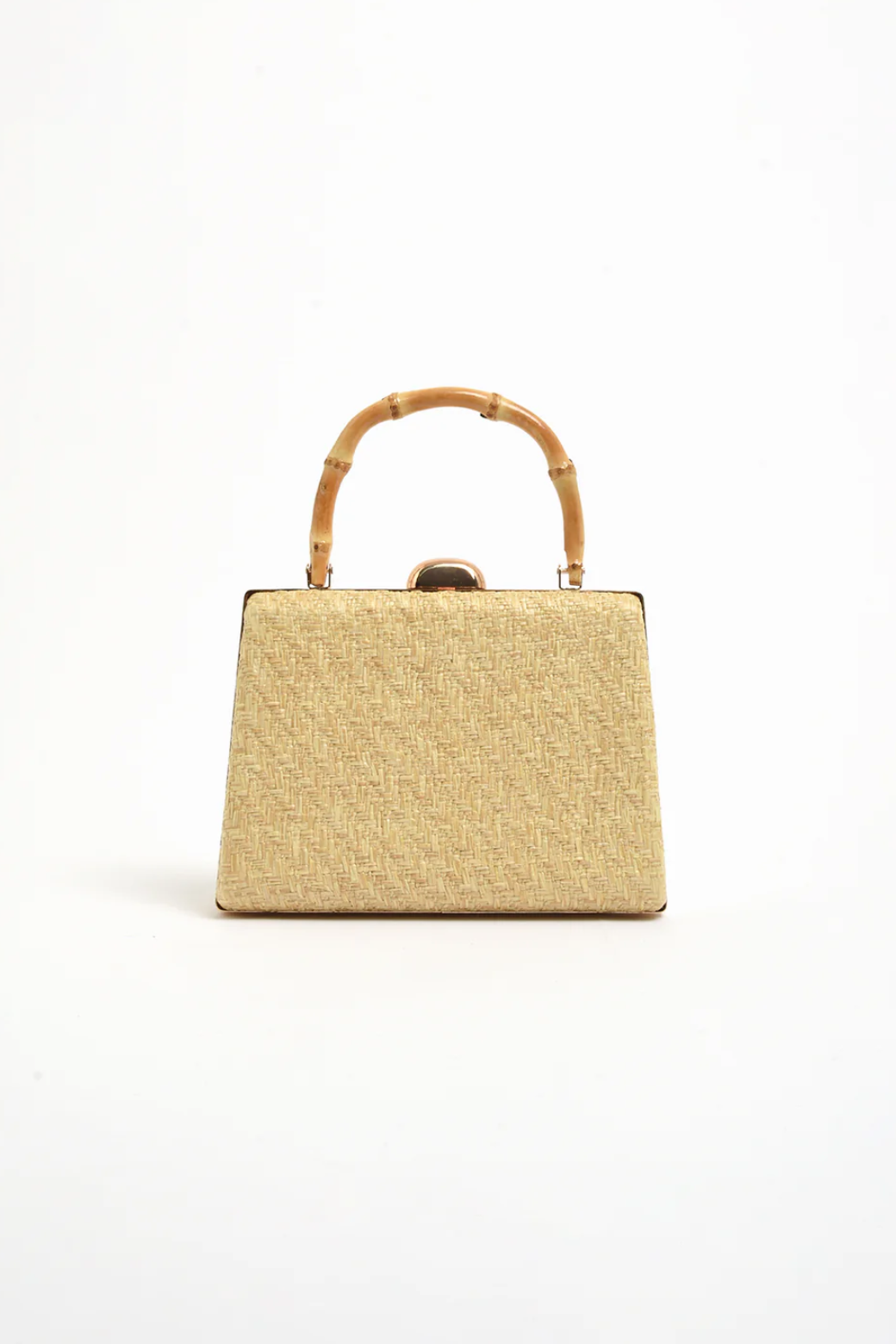 Bamboo Handle Weave Small Bag Natural