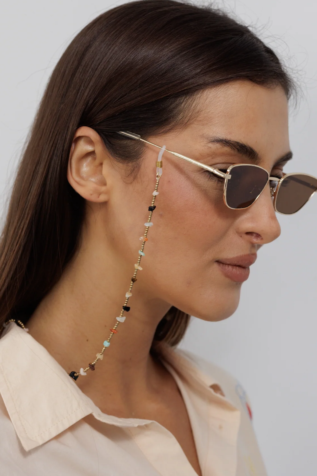 Beaded Sunglasses Strap Gold