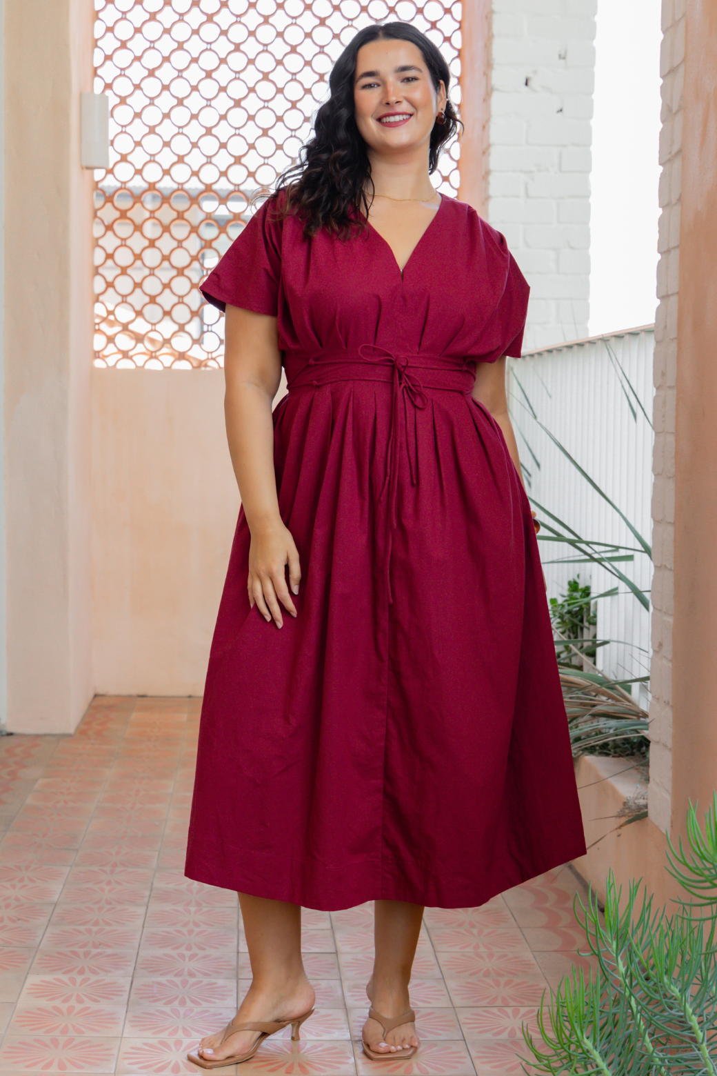 Belladonna Midi Dress Burgundy