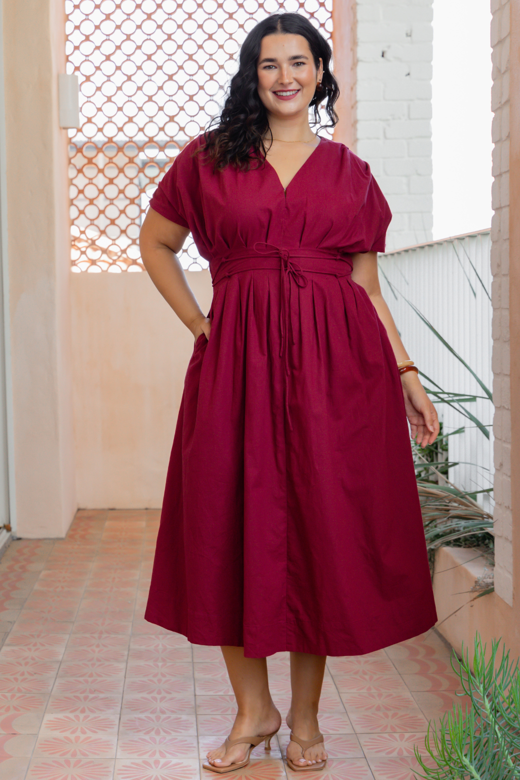 Belladonna Midi Dress Burgundy