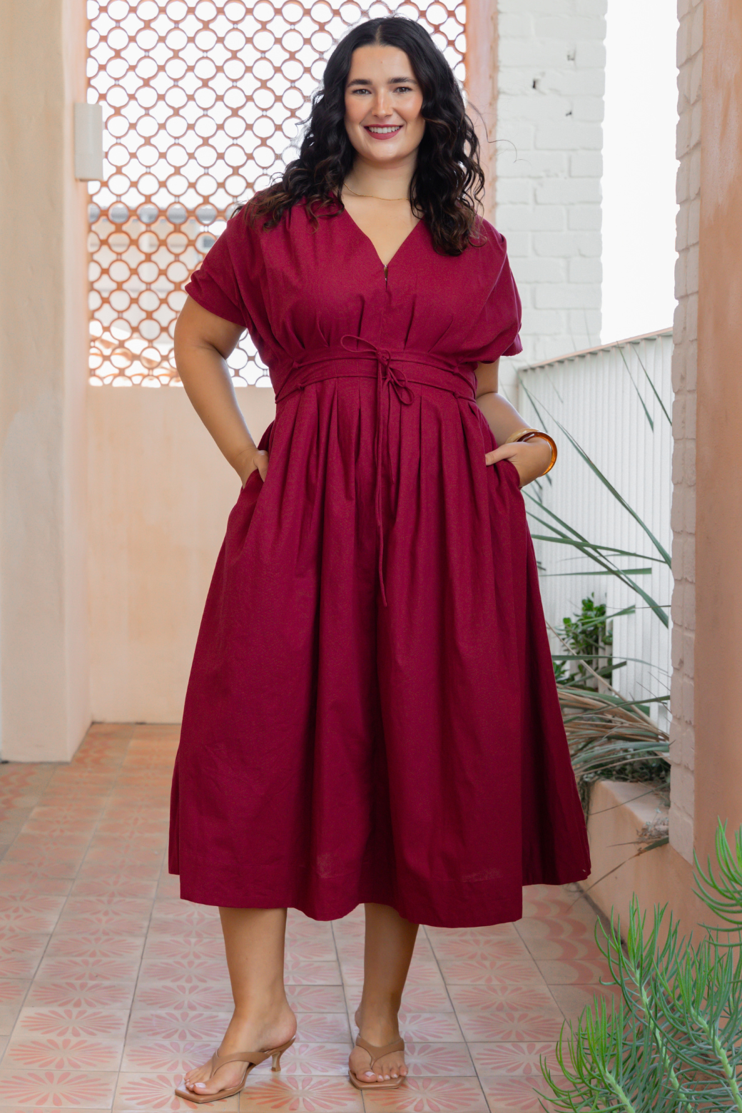 Belladonna Midi Dress Burgundy