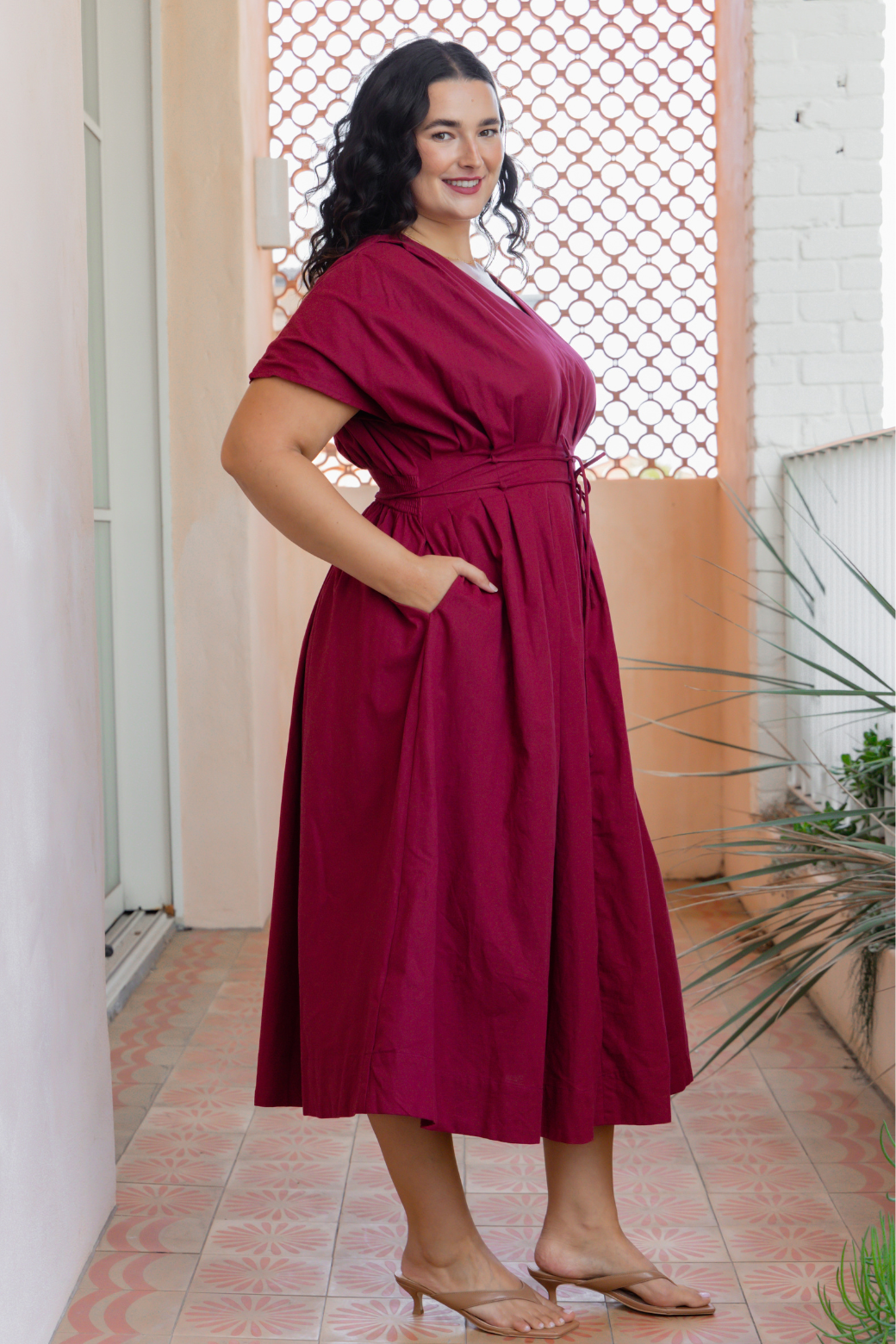 Belladonna Midi Dress Burgundy