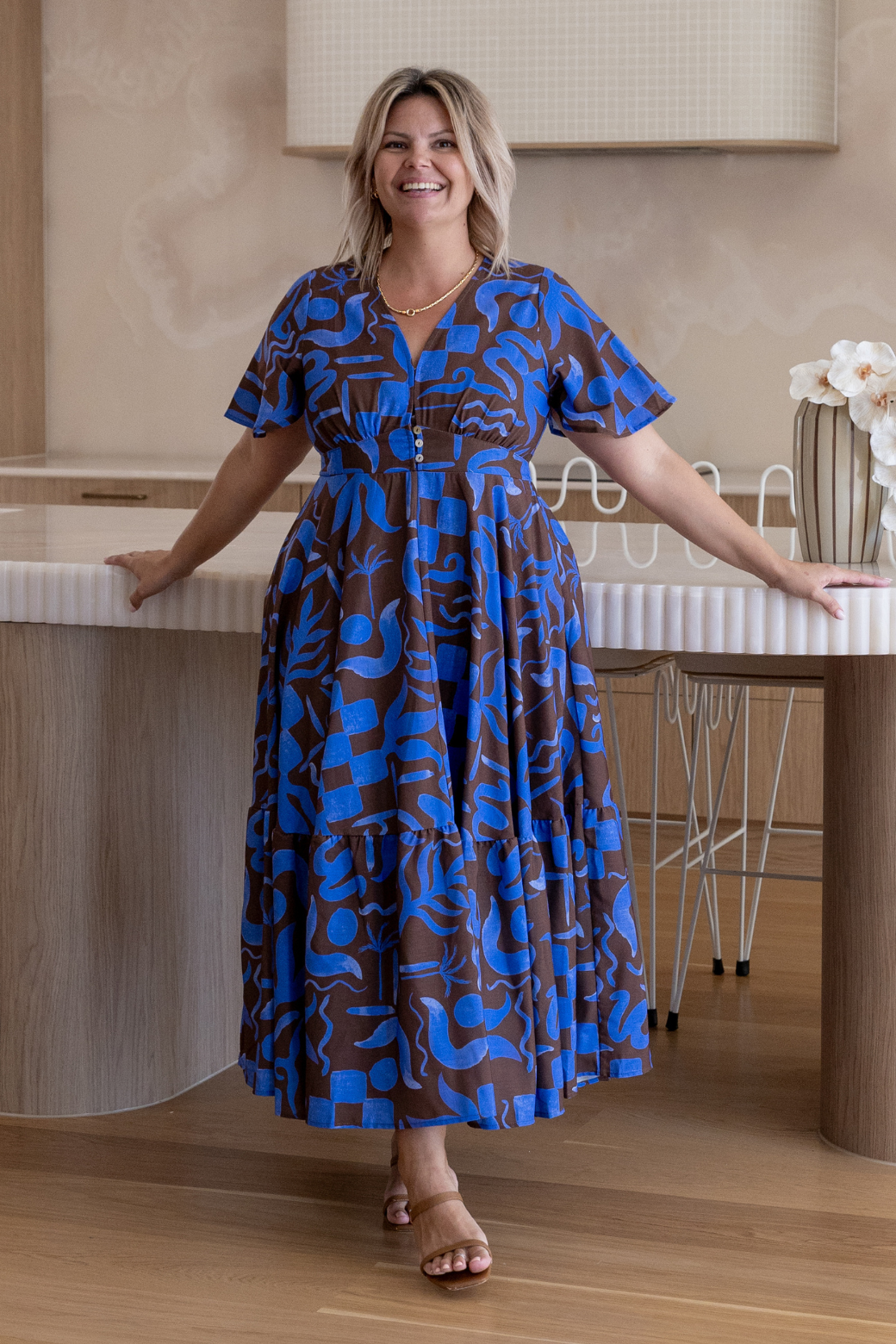 Benni Midi Dress Sublime Print Choc Blue