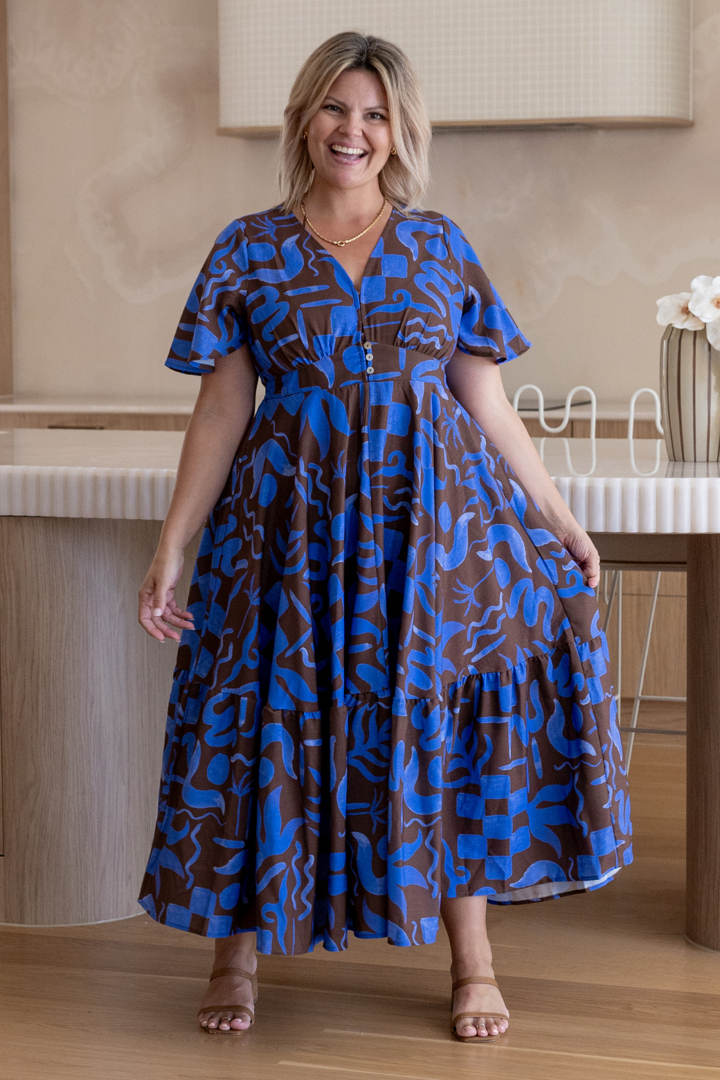 Benni Midi Dress Sublime Print Choc Blue