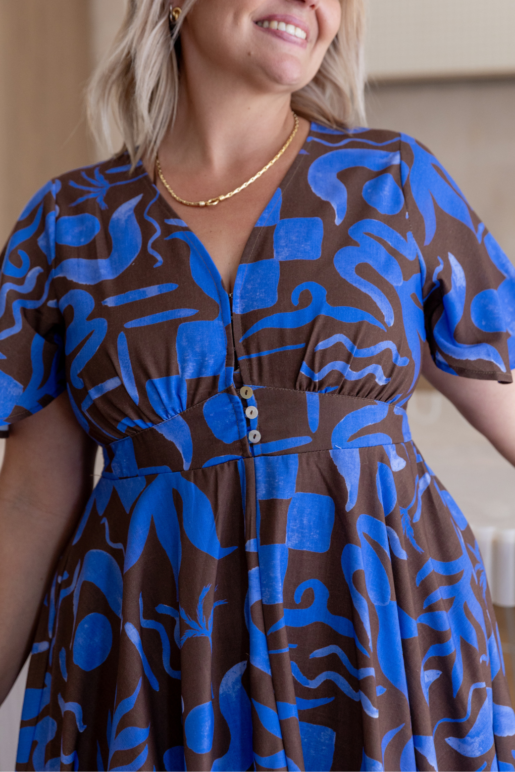 Benni Midi Dress Sublime Print Choc Blue