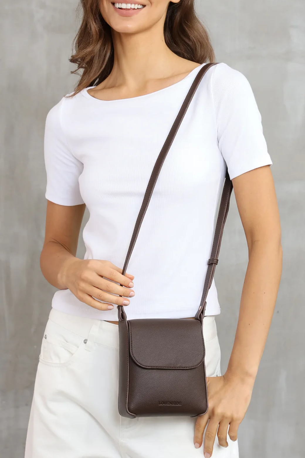 Louenhide Bessie Crossbody Phone Bag Chocolate