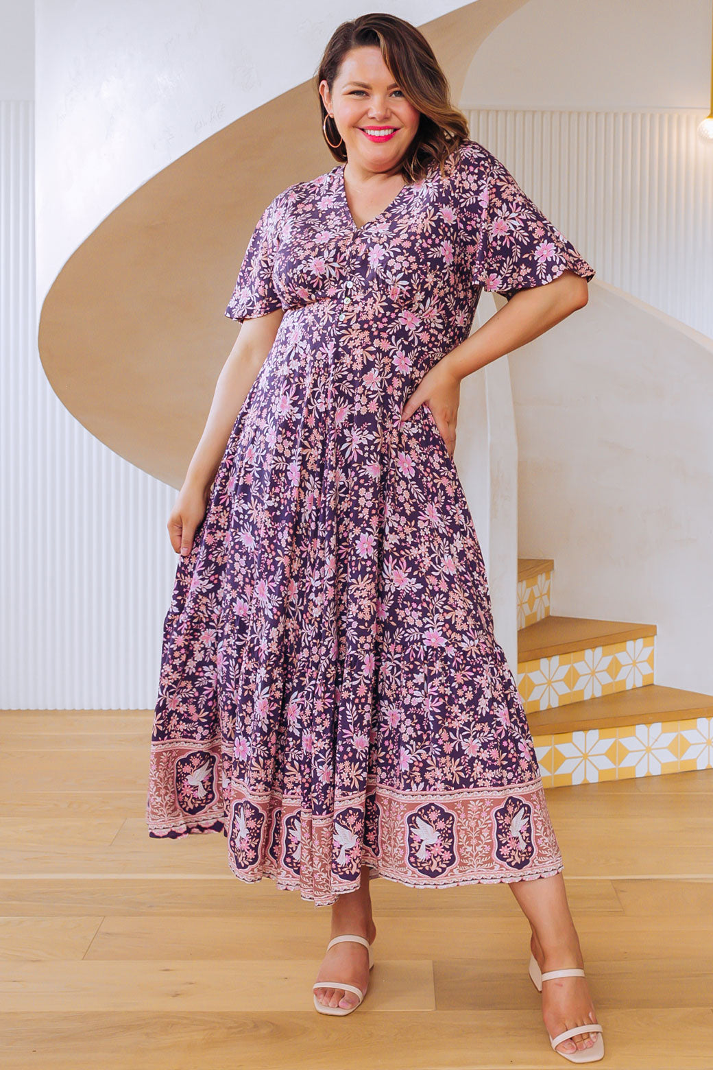 Bethany Maxi Dress Floral Print Mauve