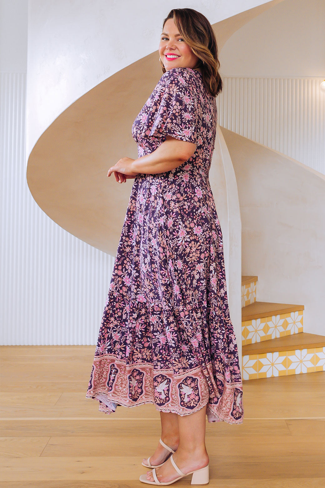 Bethany Maxi Dress Floral Print Mauve