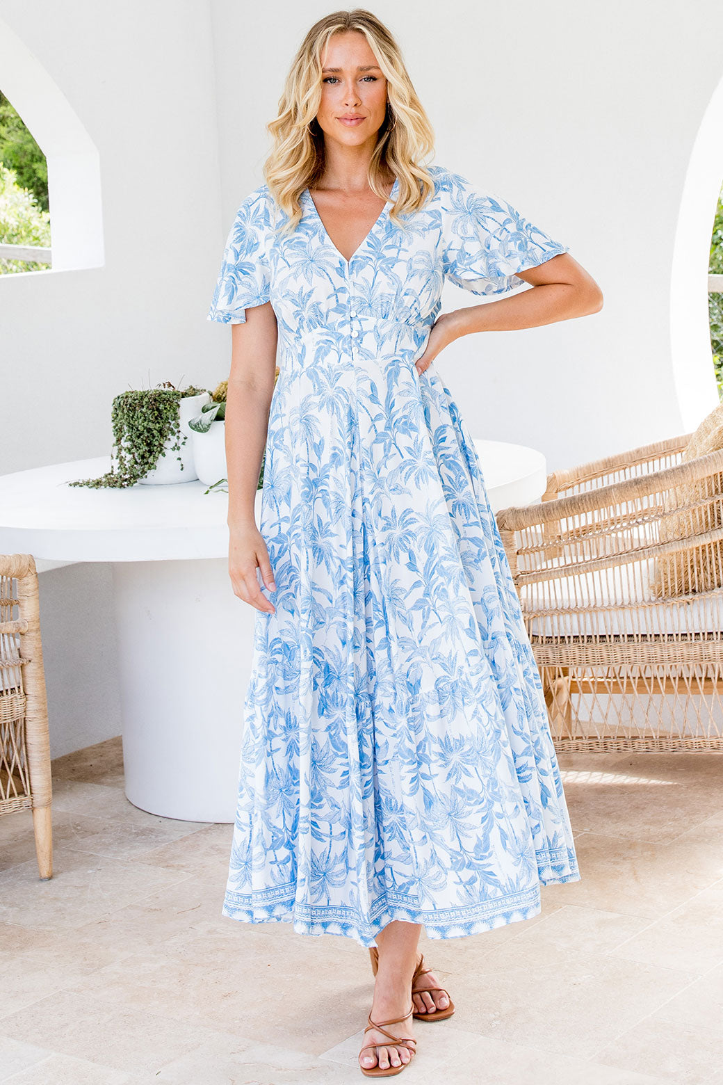 Bethany Maxi Dress Trivia Print Blue/White