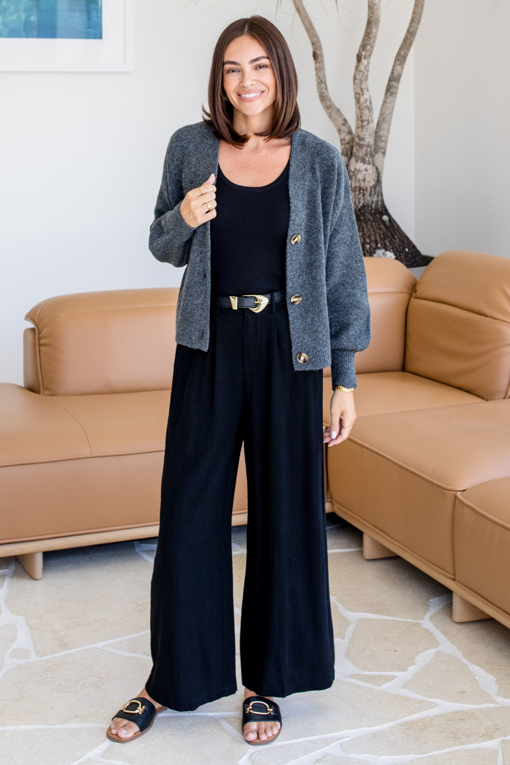 Betsy Cardigan Deep Charcoal