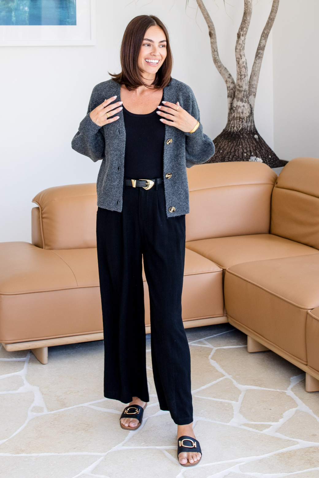 Betsy Cardigan Deep Charcoal