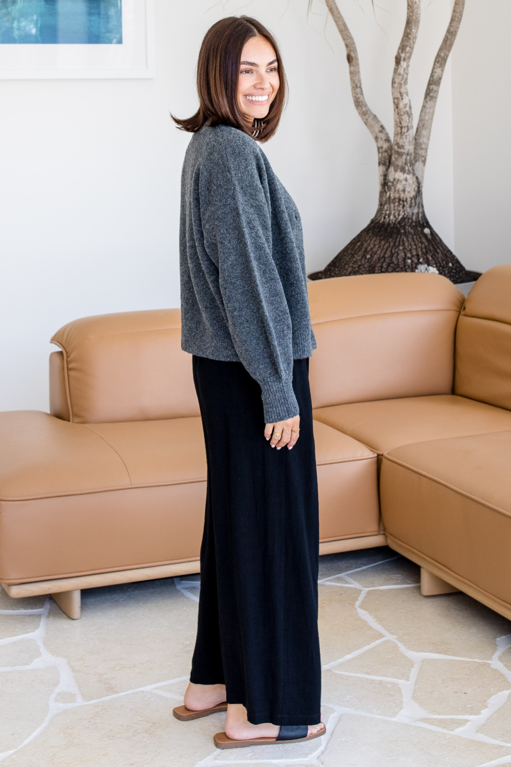 Betsy Cardigan Deep Charcoal