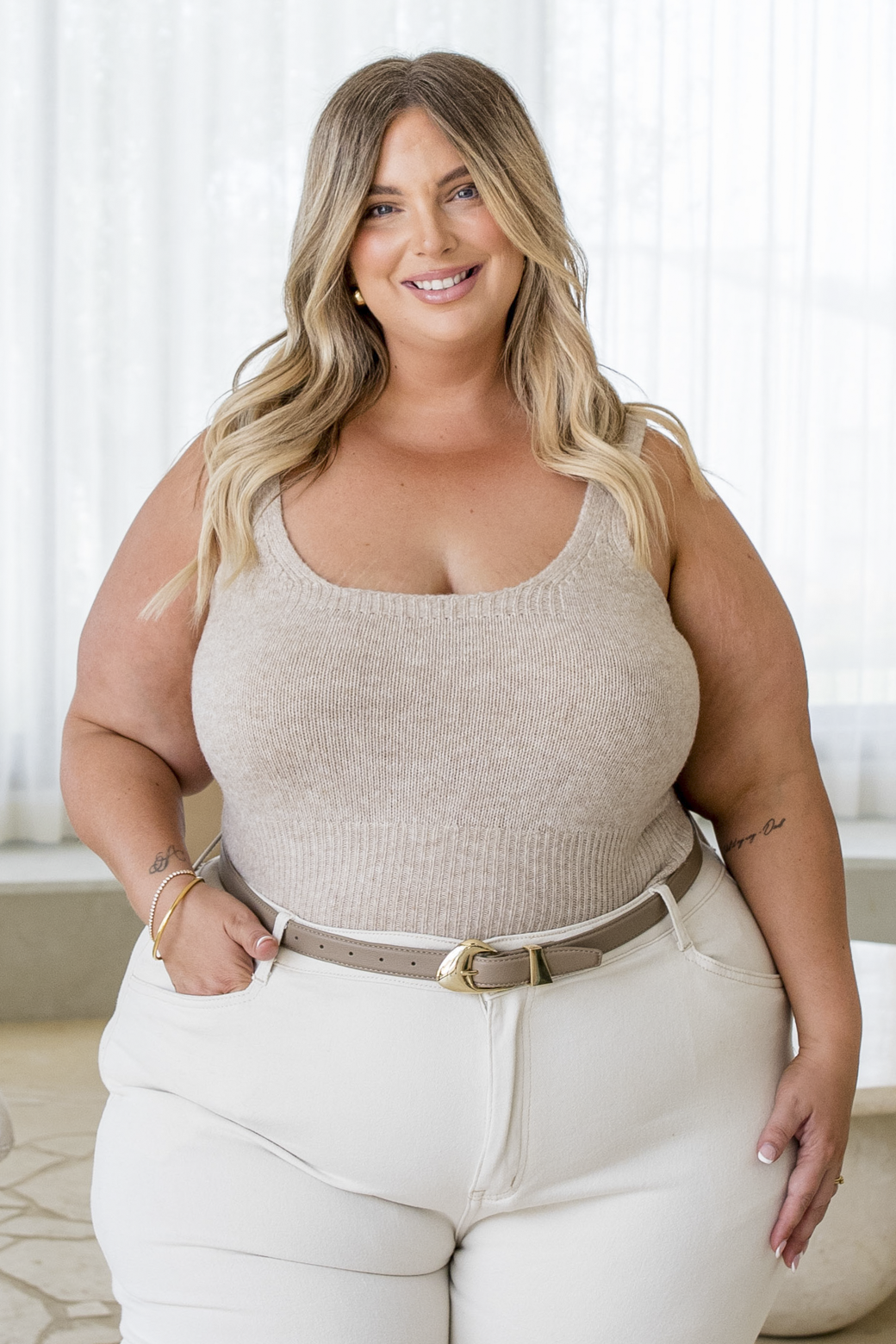 Betsy Knit Tank Latte