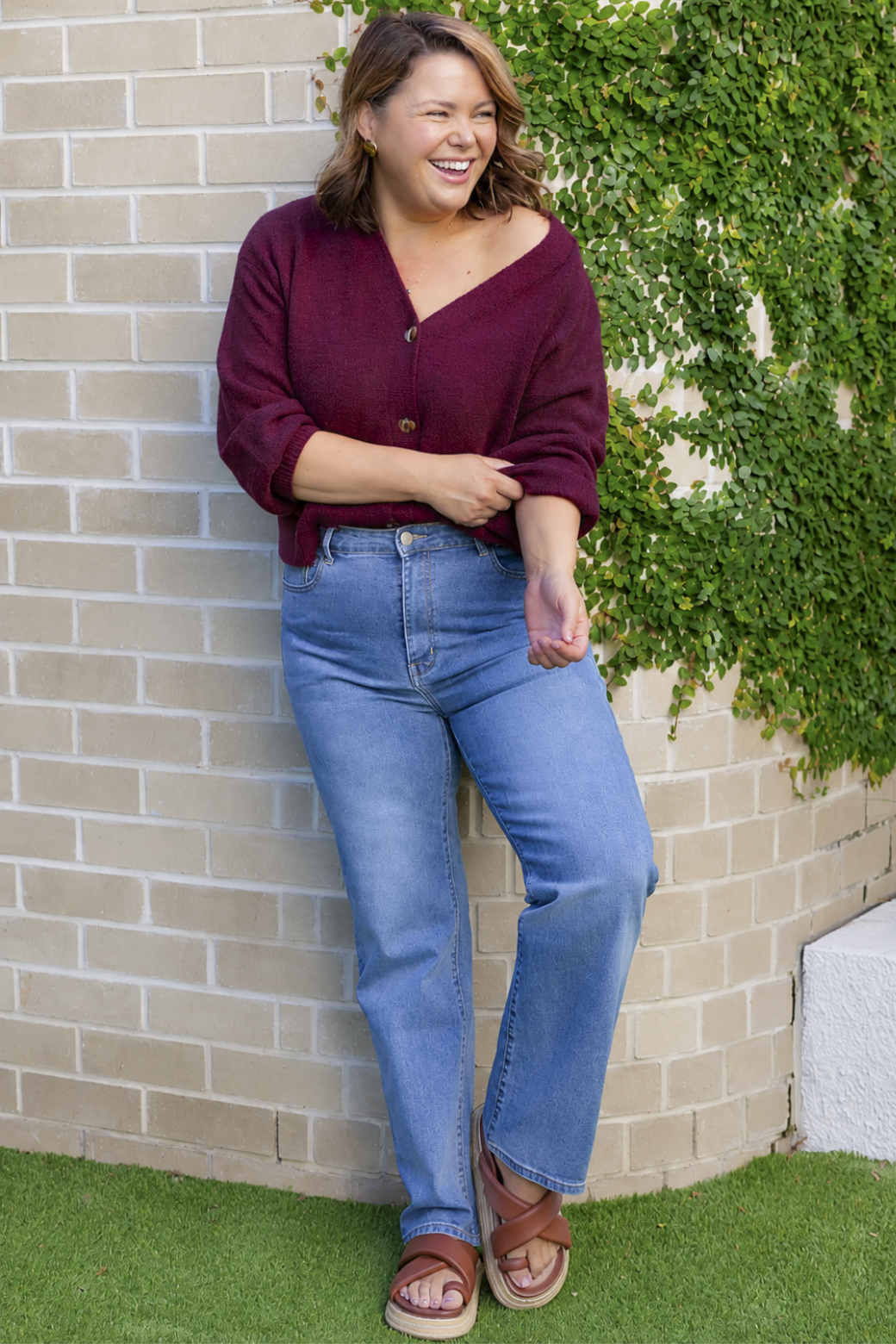 Betsy Wool Blend Cardigan Burgundy
