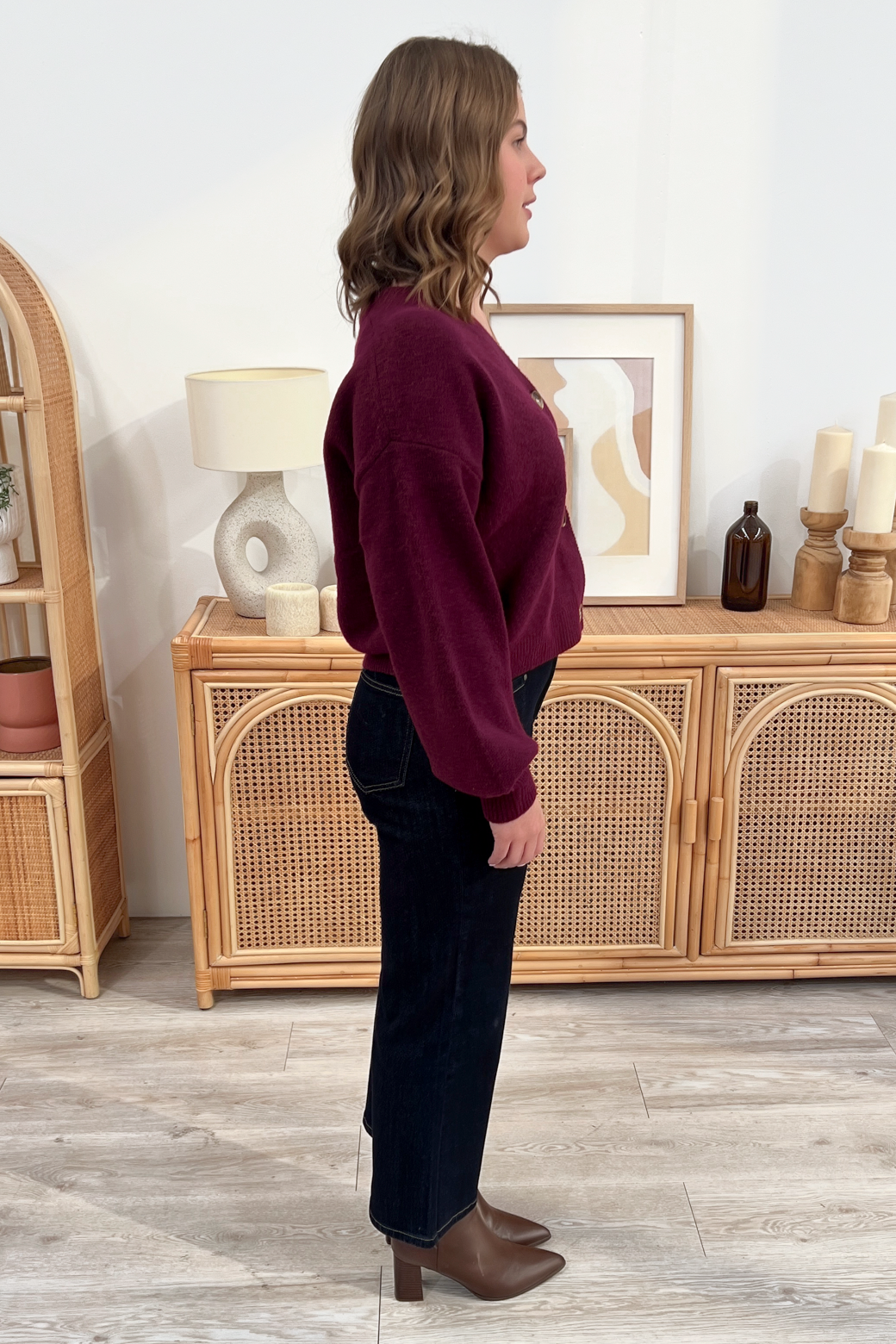Betsy Wool Blend Cardigan Burgundy