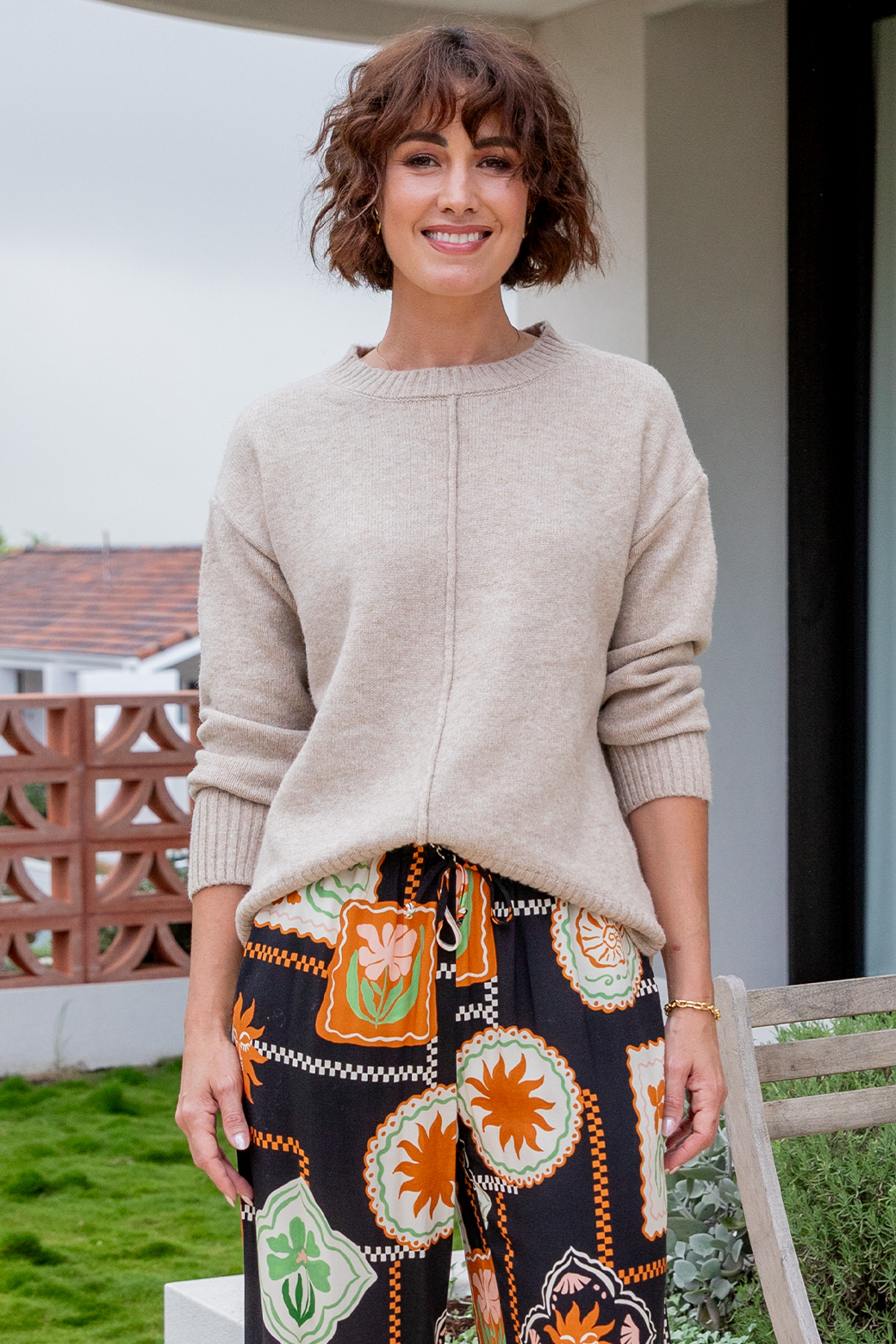 Bilson Wool Blend Crew Neck Jumper Latte