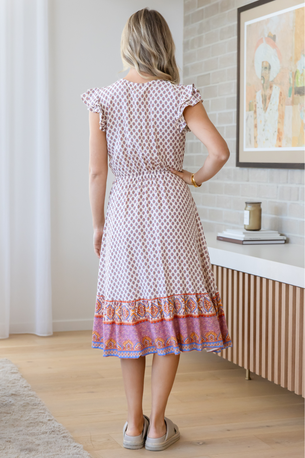 Blake Midi Dress Lily Print Natural