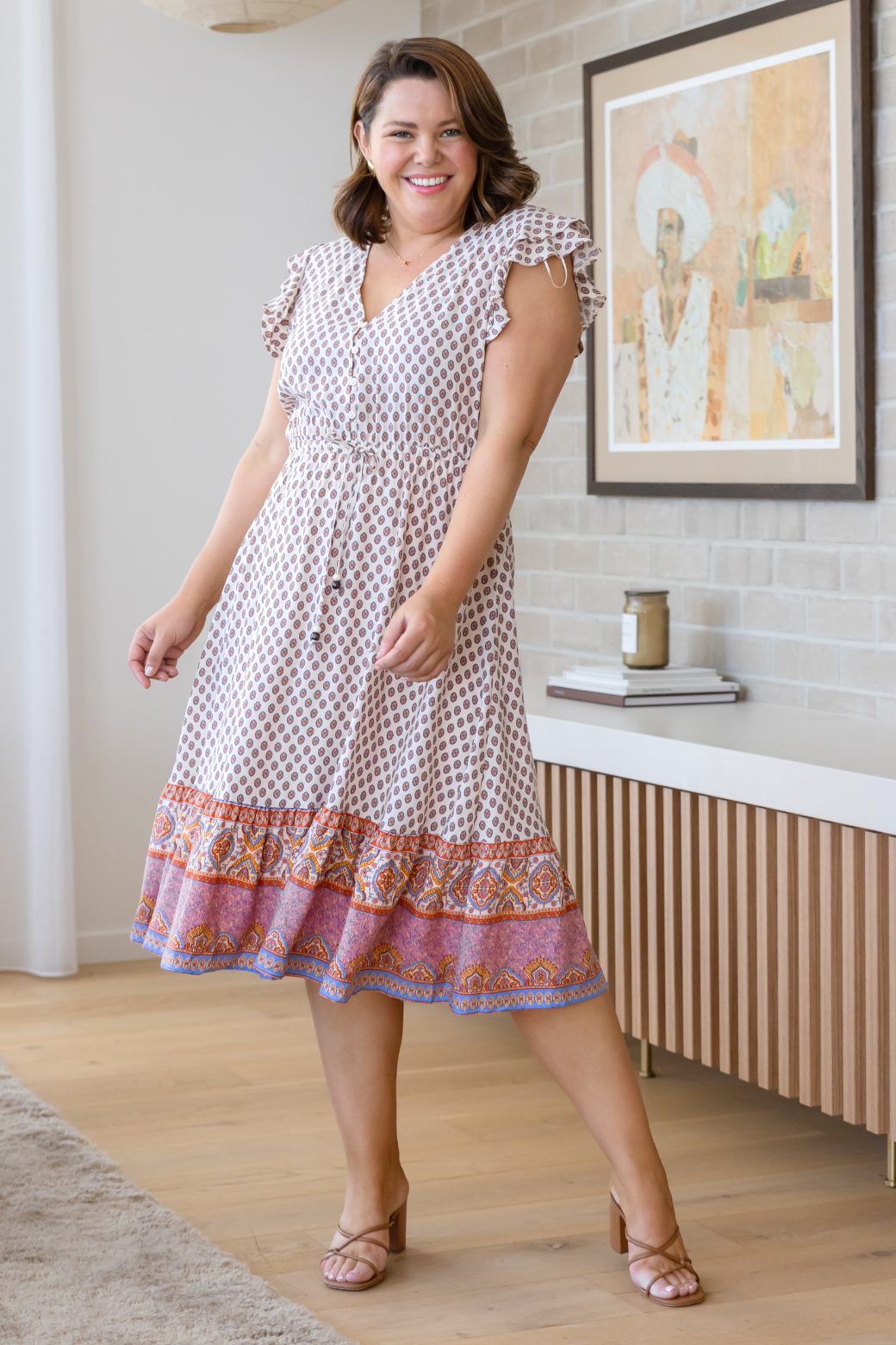 Blake Midi Dress Lily Print Natural