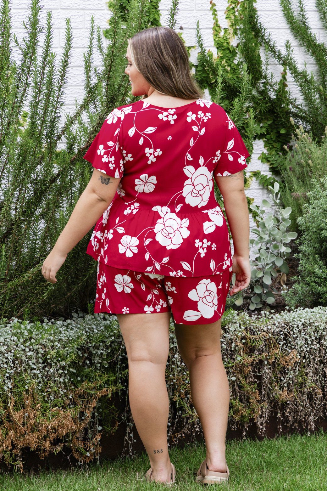 Dahlia Shorts Miley Print Red