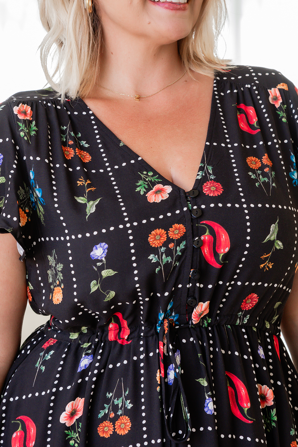 Bonnie Midi Dress Chilli Tile Print