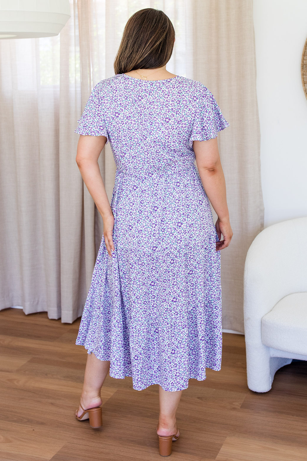 Final Sale | Bonnie Midi Dress Purple Ditsy