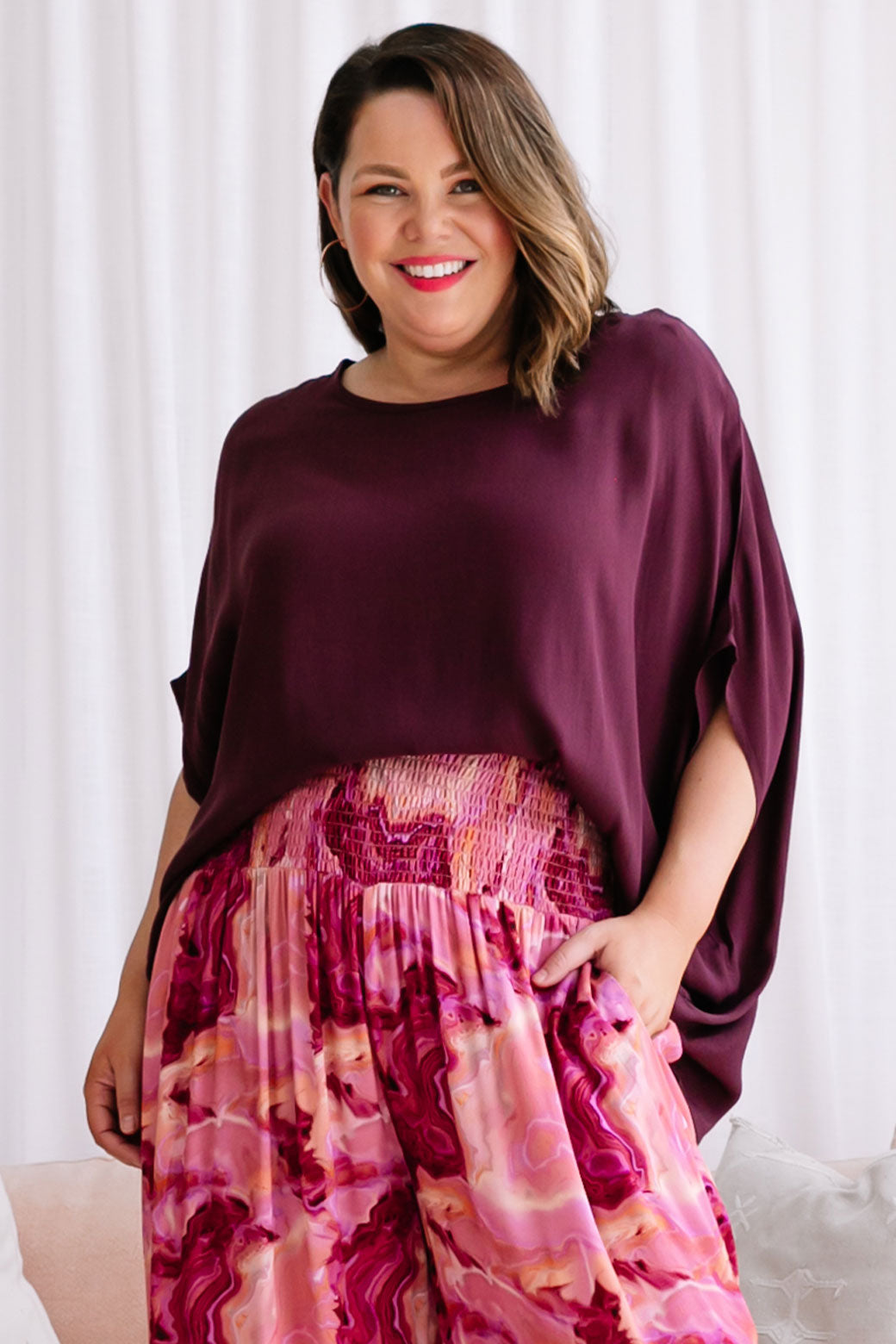 Brodie Drape Top Plum