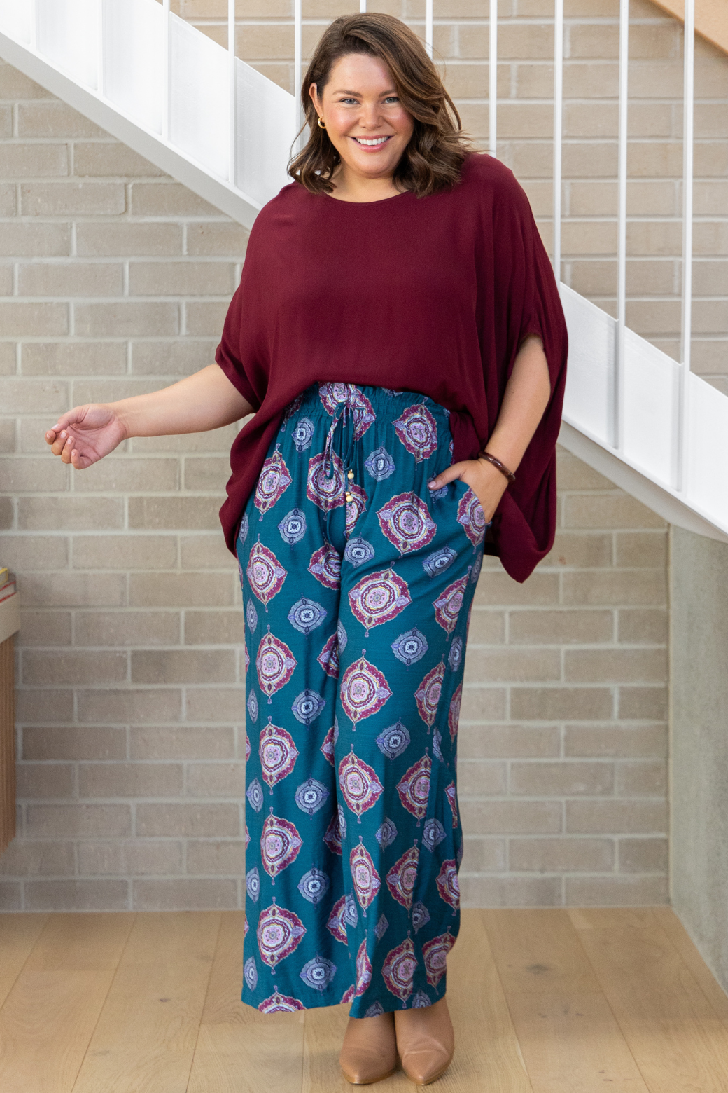 Brodie Drape Top Burgundy