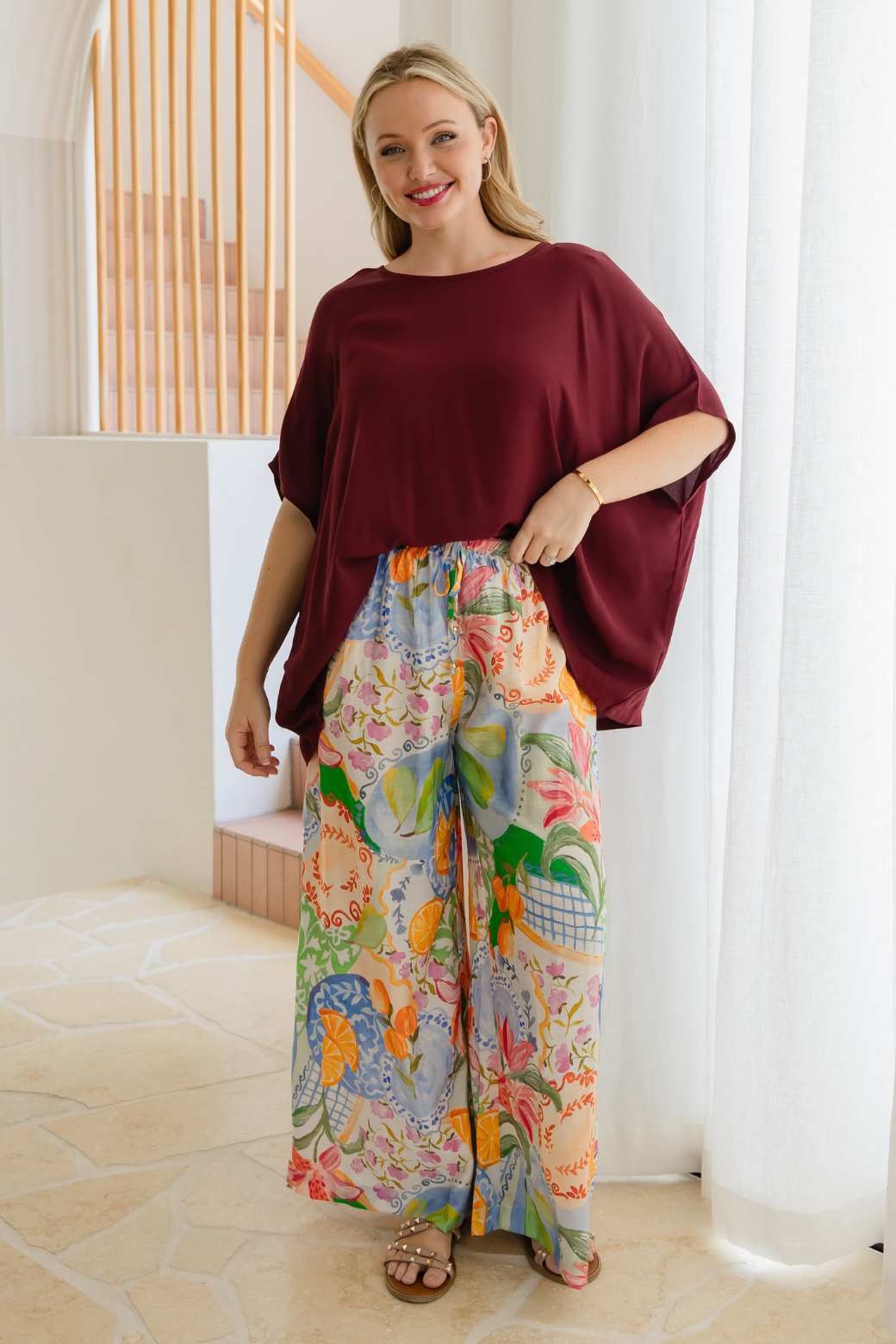 Brodie Drape Top Burgundy