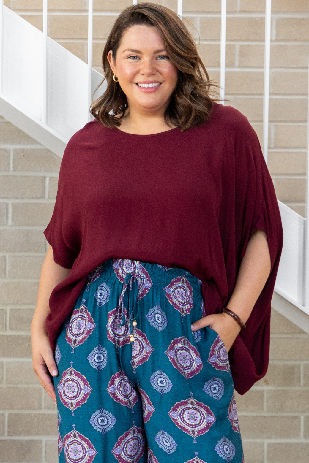 Brodie Drape Top Burgundy