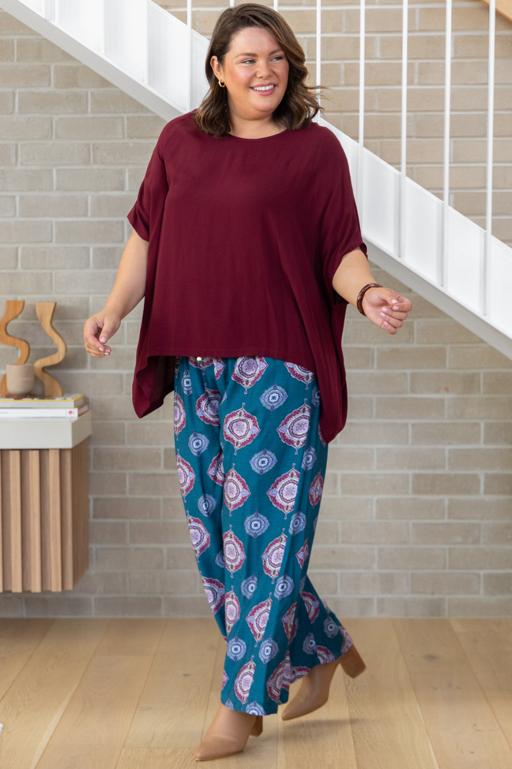 Brodie Drape Top Burgundy