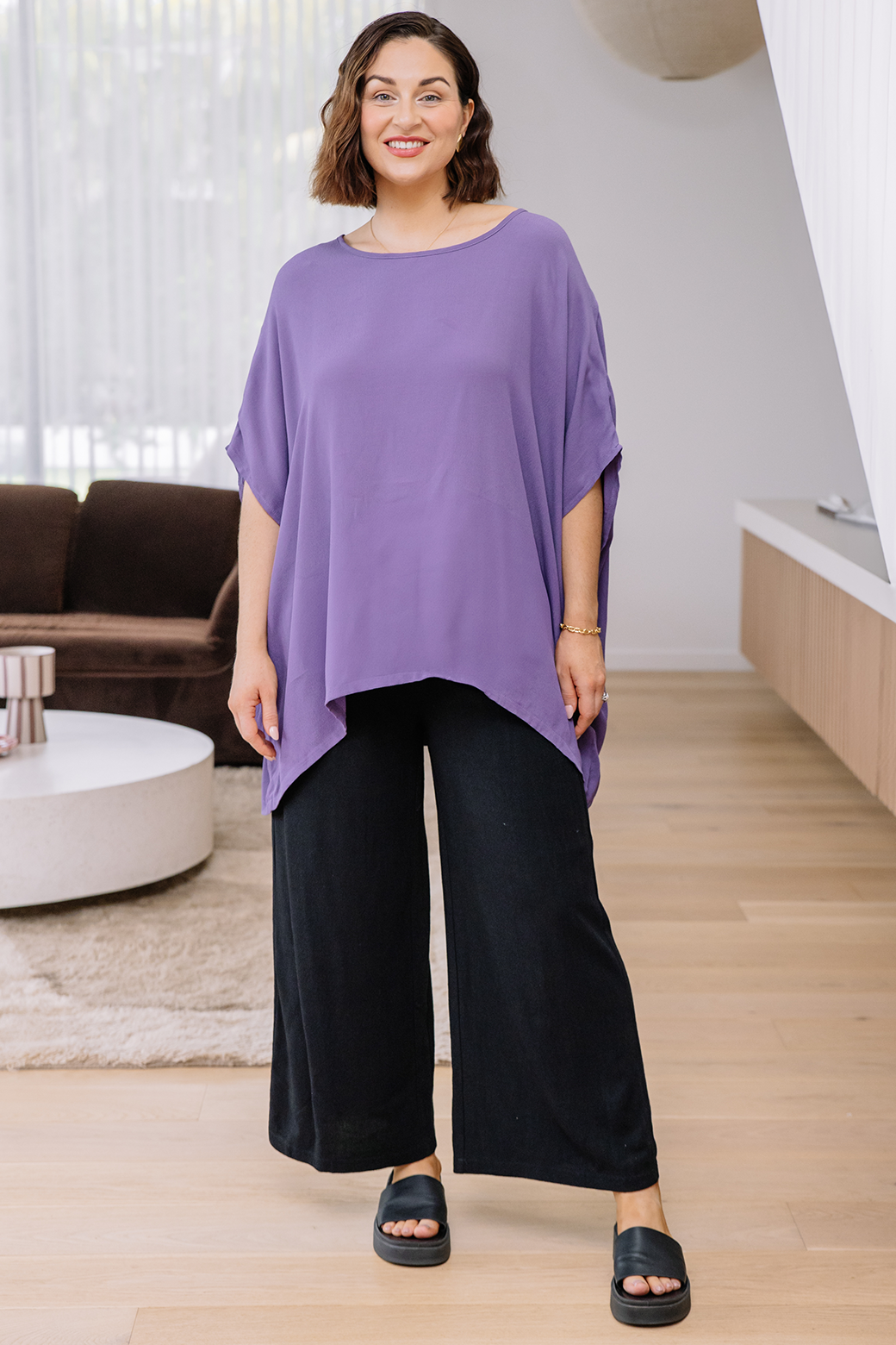 Brodie Drape Top Dusk Purple