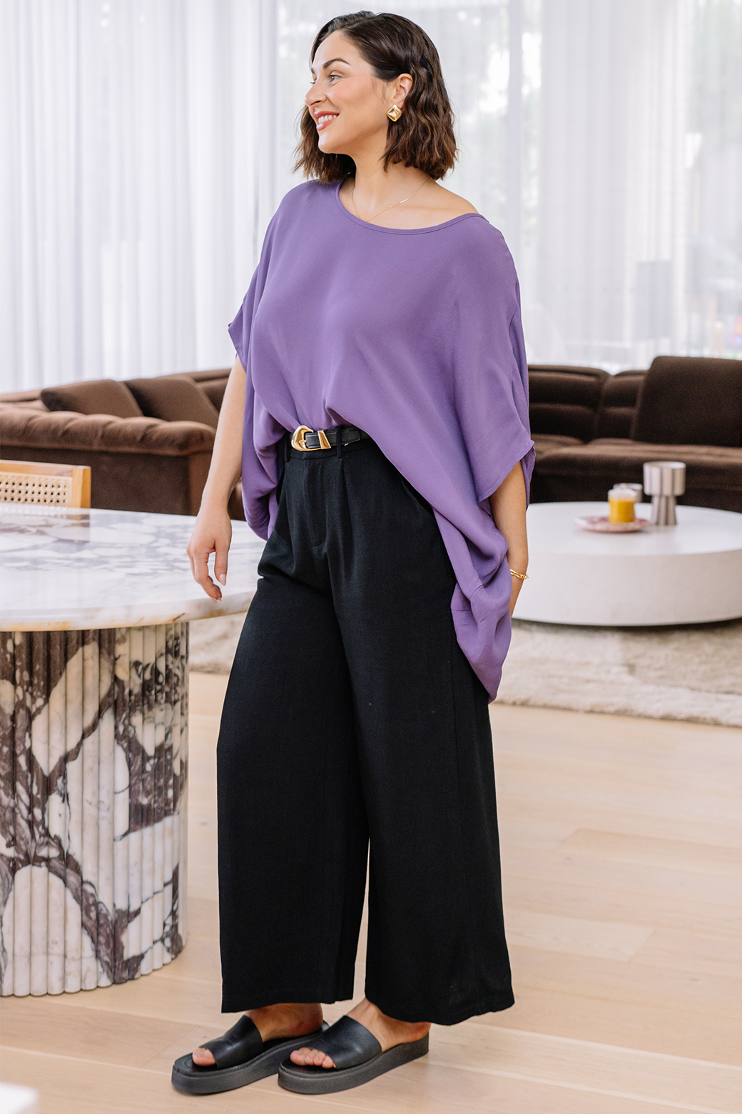 Brodie Drape Top Dusk Purple