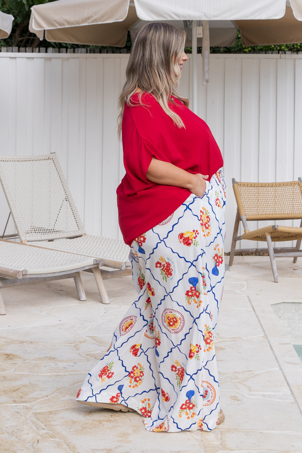 Brodie Drape Top Ruby Red