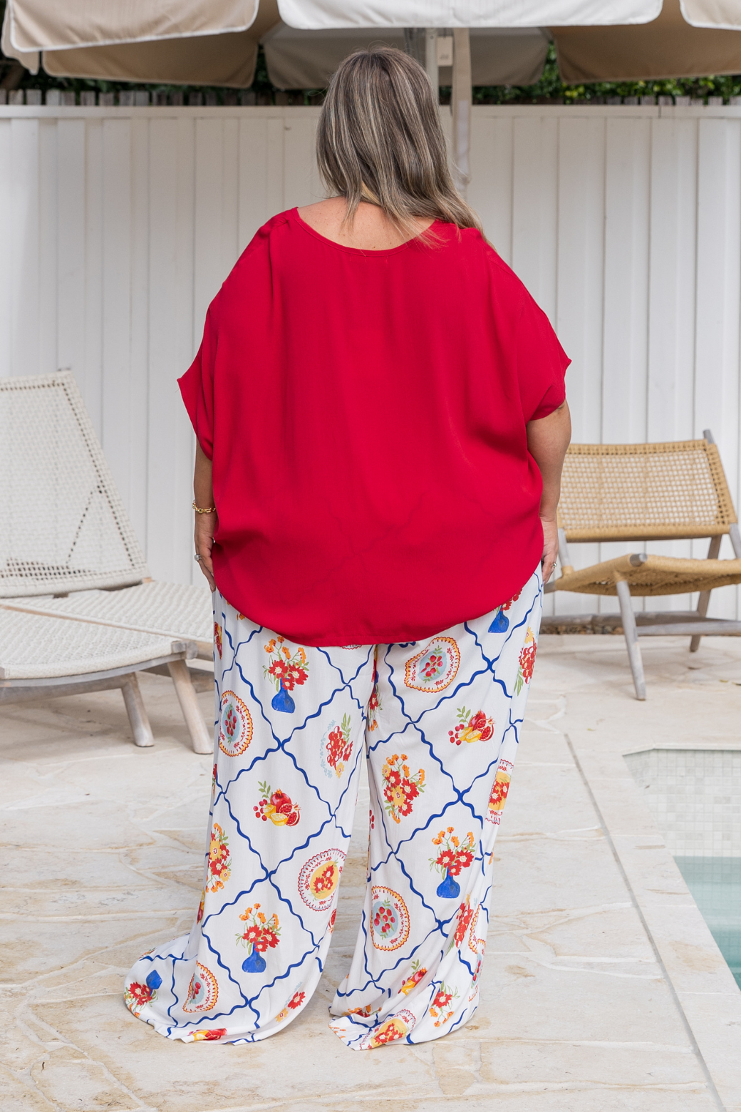 Brodie Drape Top Ruby Red