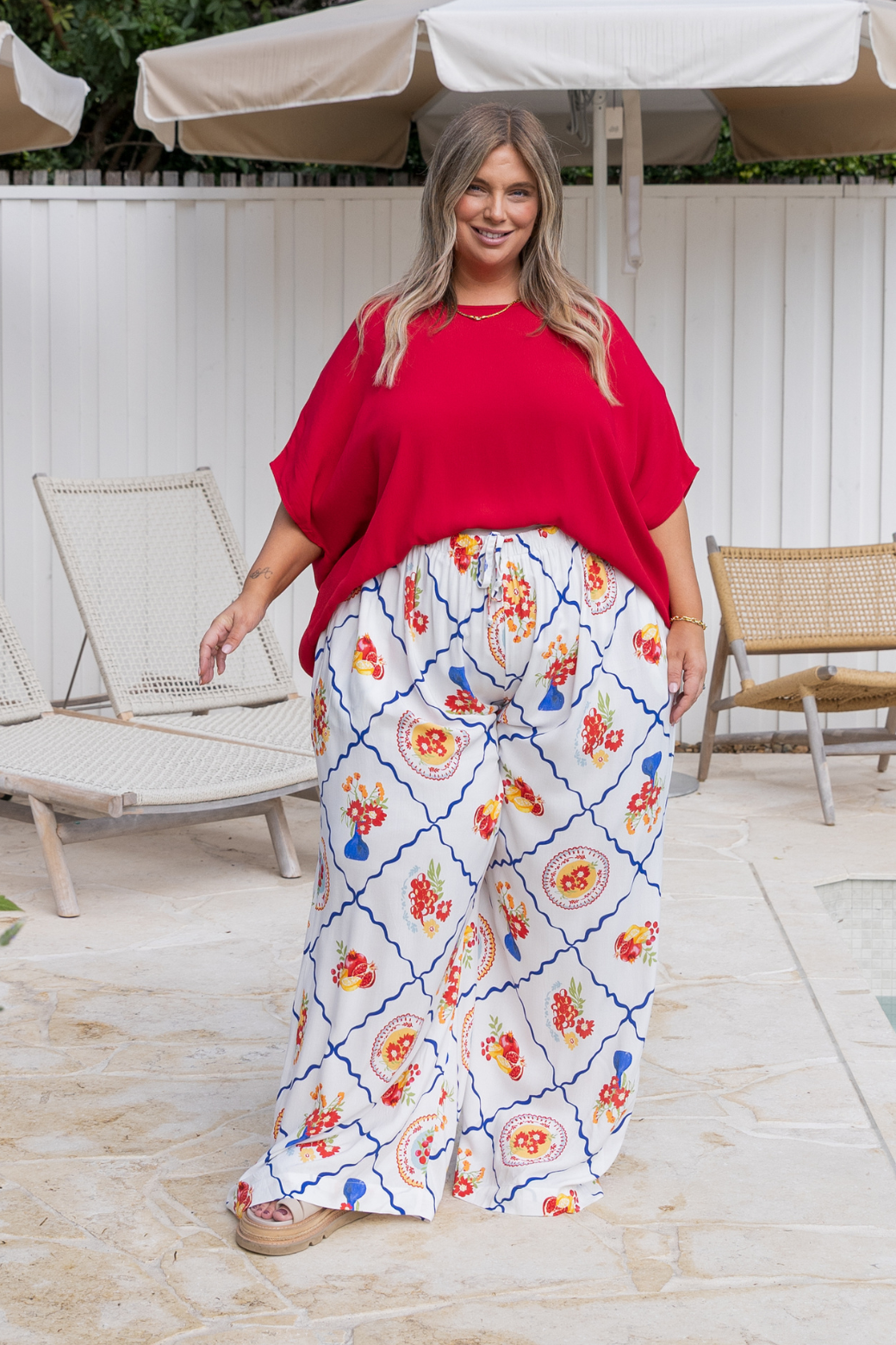 Brodie Drape Top Ruby Red