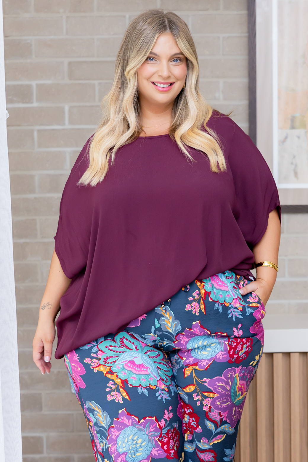 Brodie Drape Top Plum
