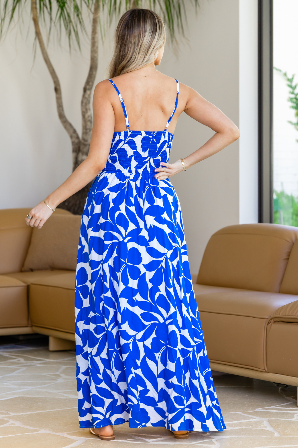 Brooklyn Maxi Dress Charlize Print Blue White