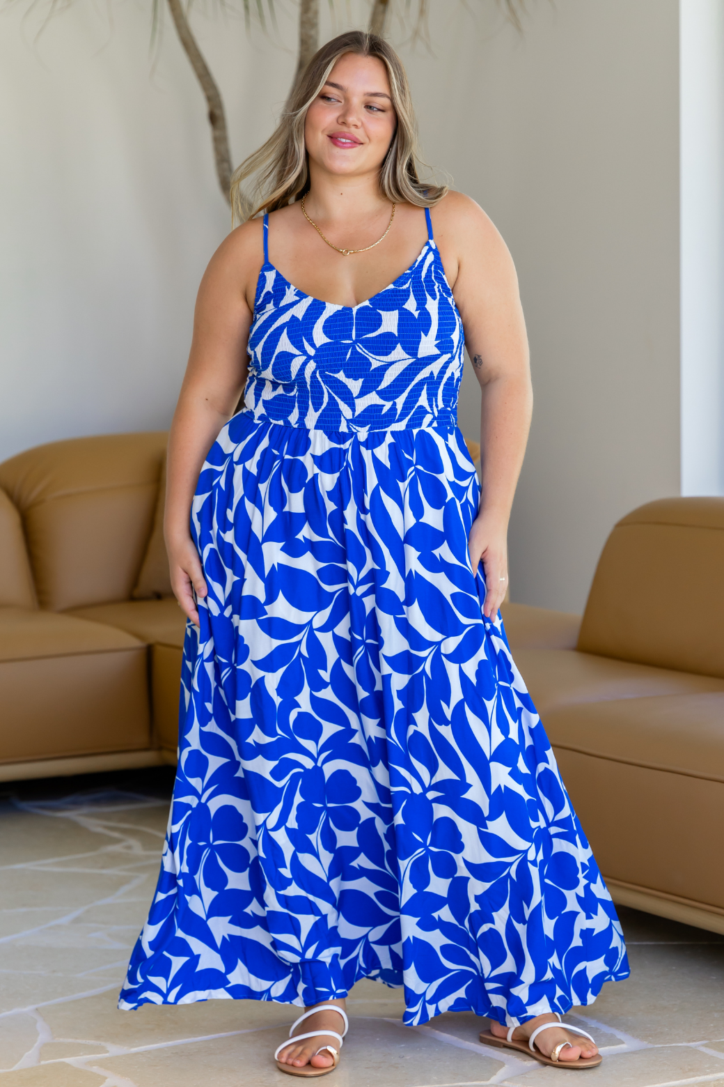 Brooklyn Maxi Dress Charlize Print Blue White