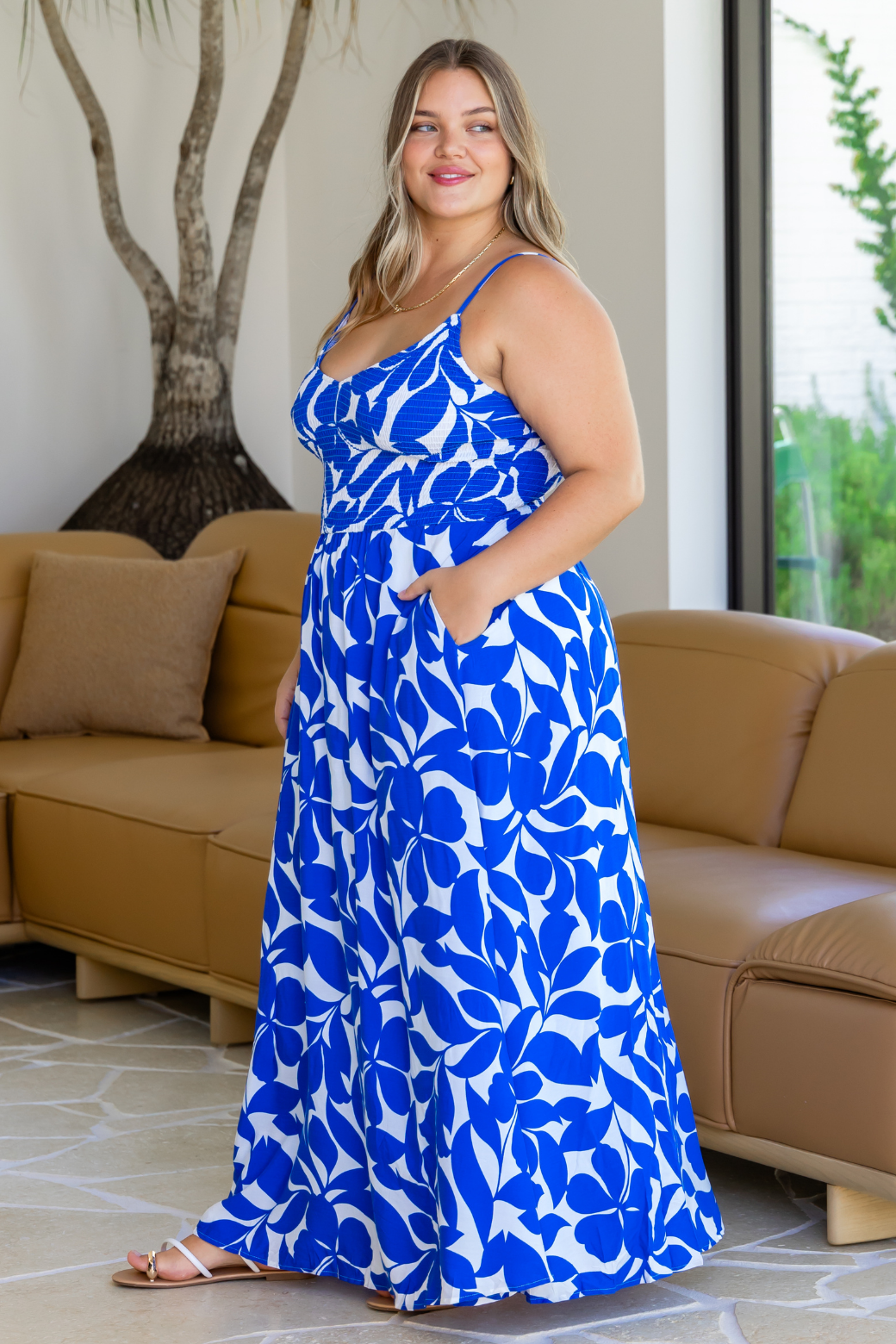 Brooklyn Maxi Dress Charlize Print Blue White