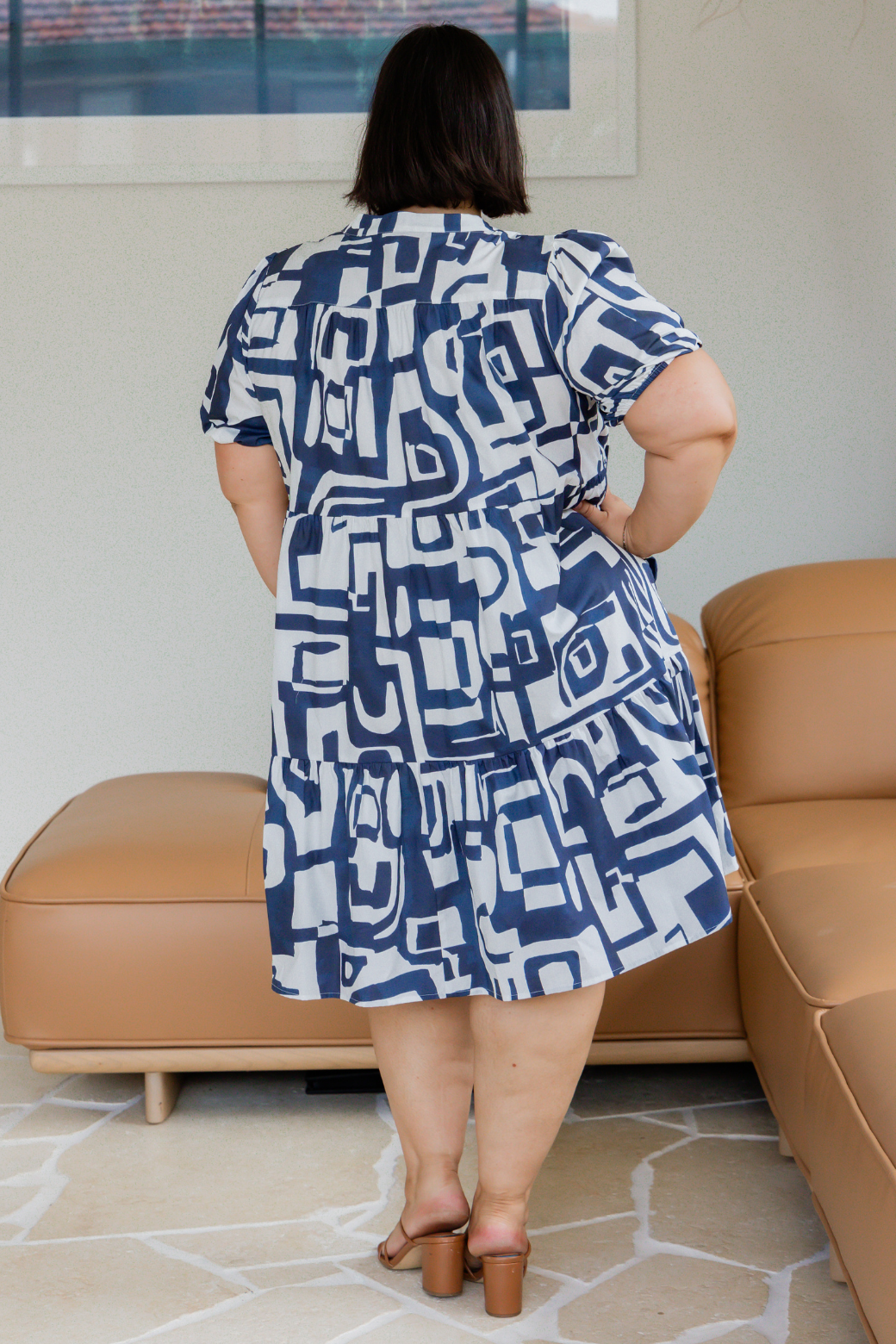 Callie Dress Fes Print Navy