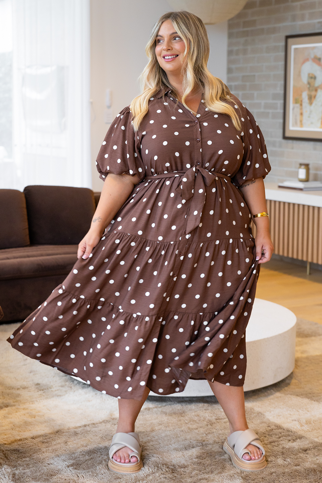 Camilla Midi Dress Choc Spot