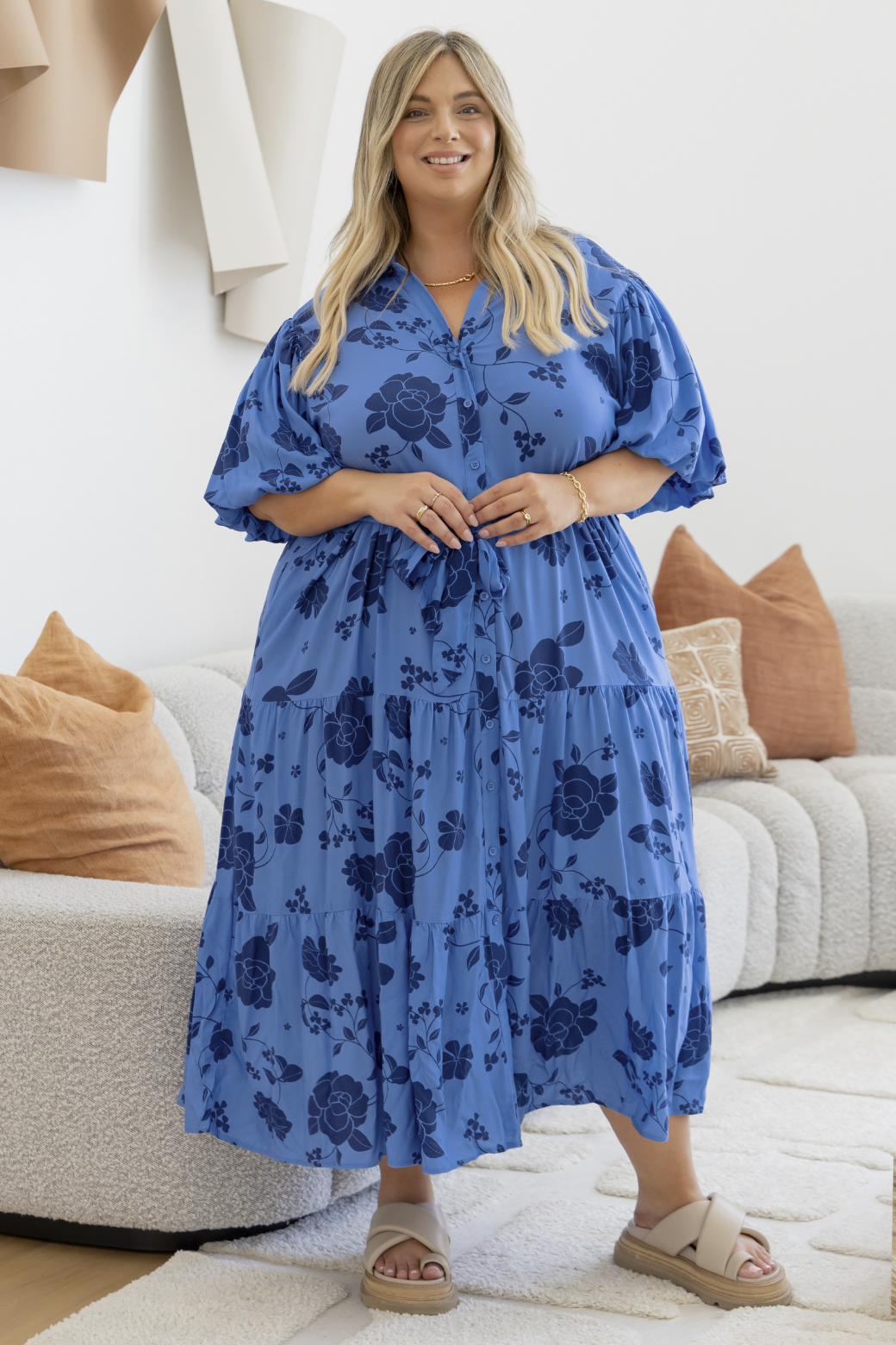 Camilla Midi Dress Miley Print Blue – Orange Sherbet Boutique