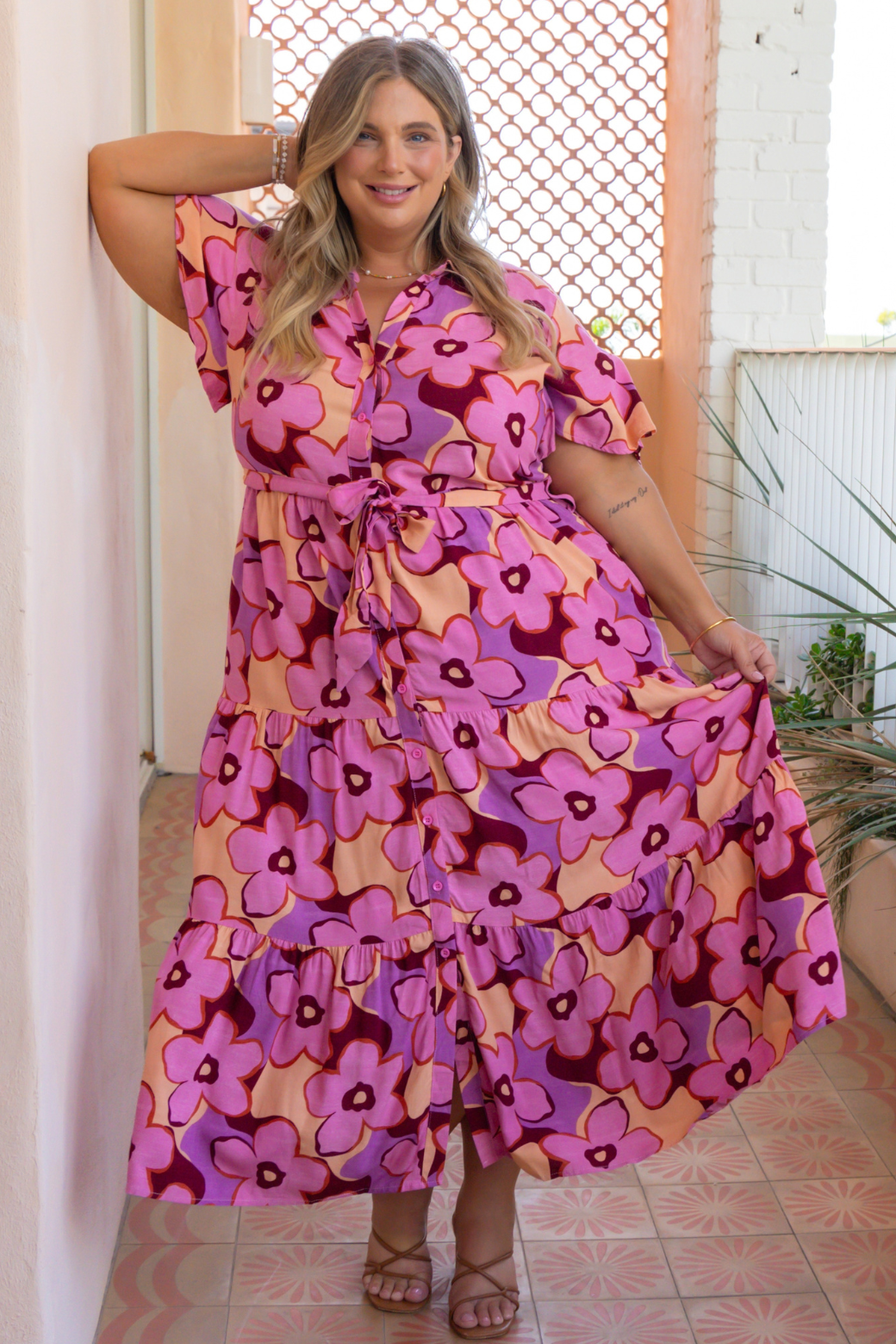 Cammie Midi Dress Daisy Print