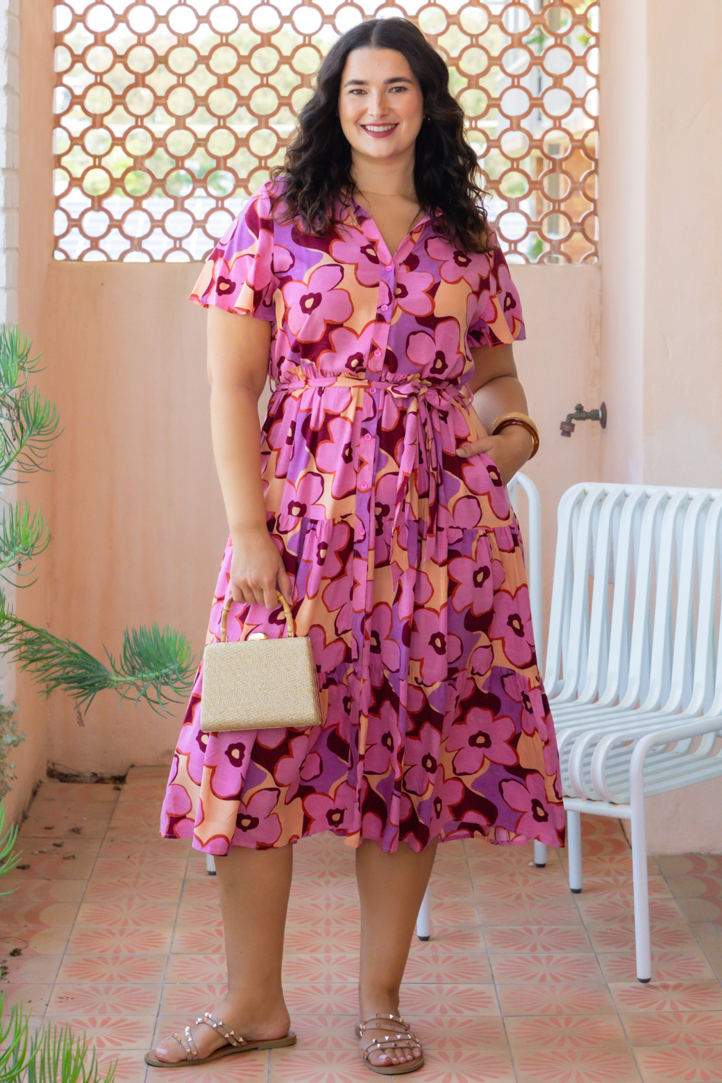Cammie Midi Dress Daisy Print