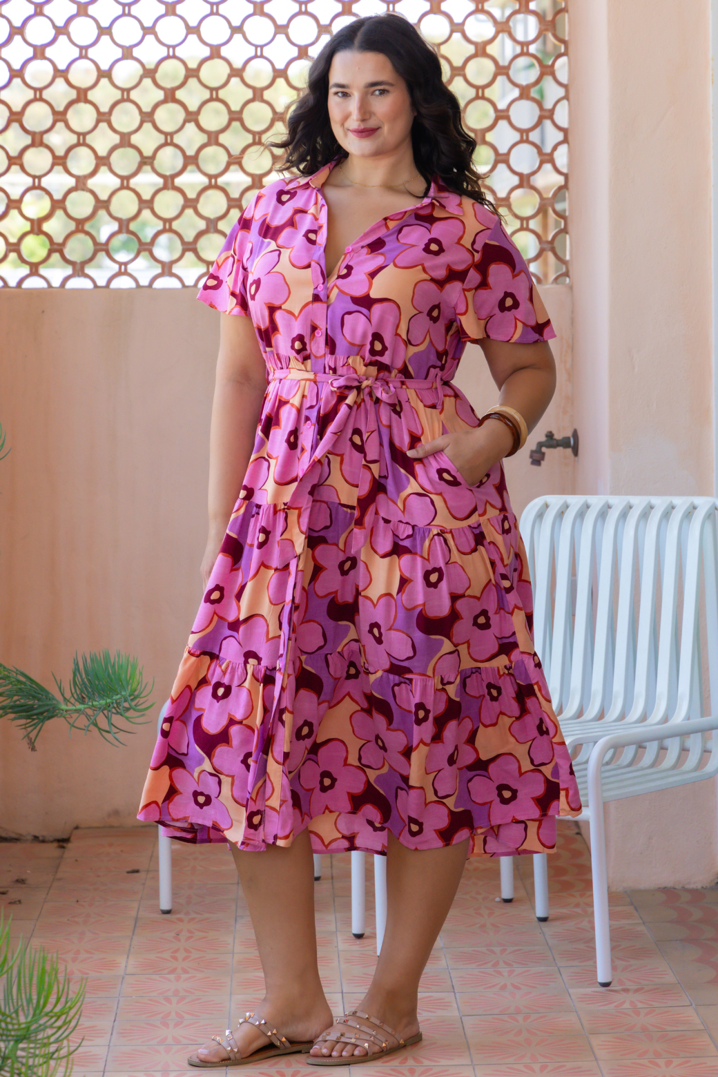 Cammie Midi Dress Daisy Print