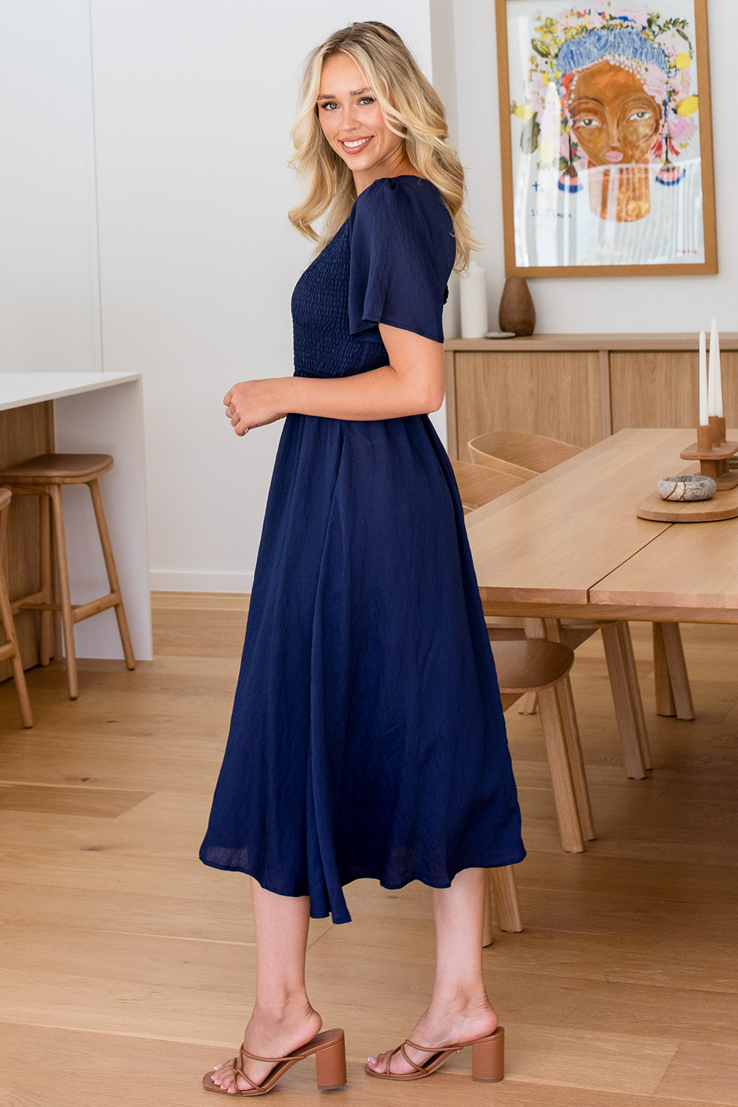 Candace Midi Dress Navy