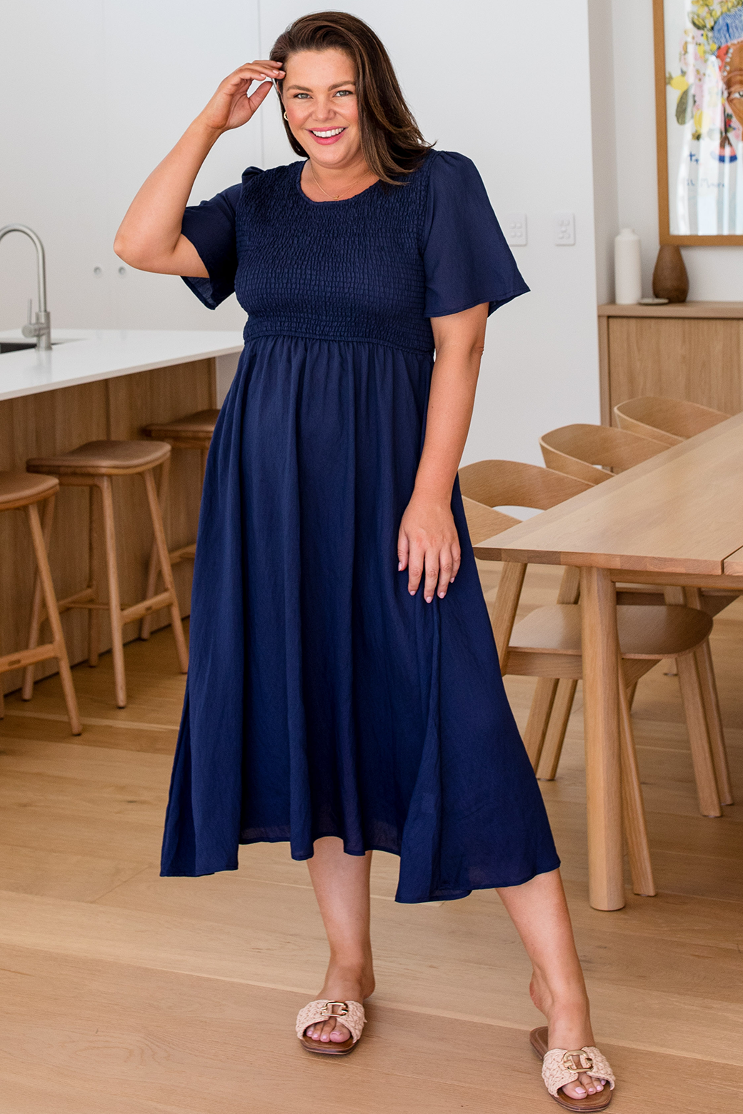 Candace Midi Dress Navy